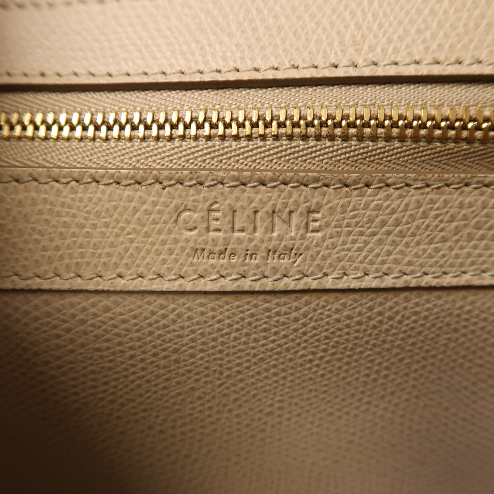 CELINE 牛皮皮革Tote Bag金扣手挽肩背兩用袋米色/藍色