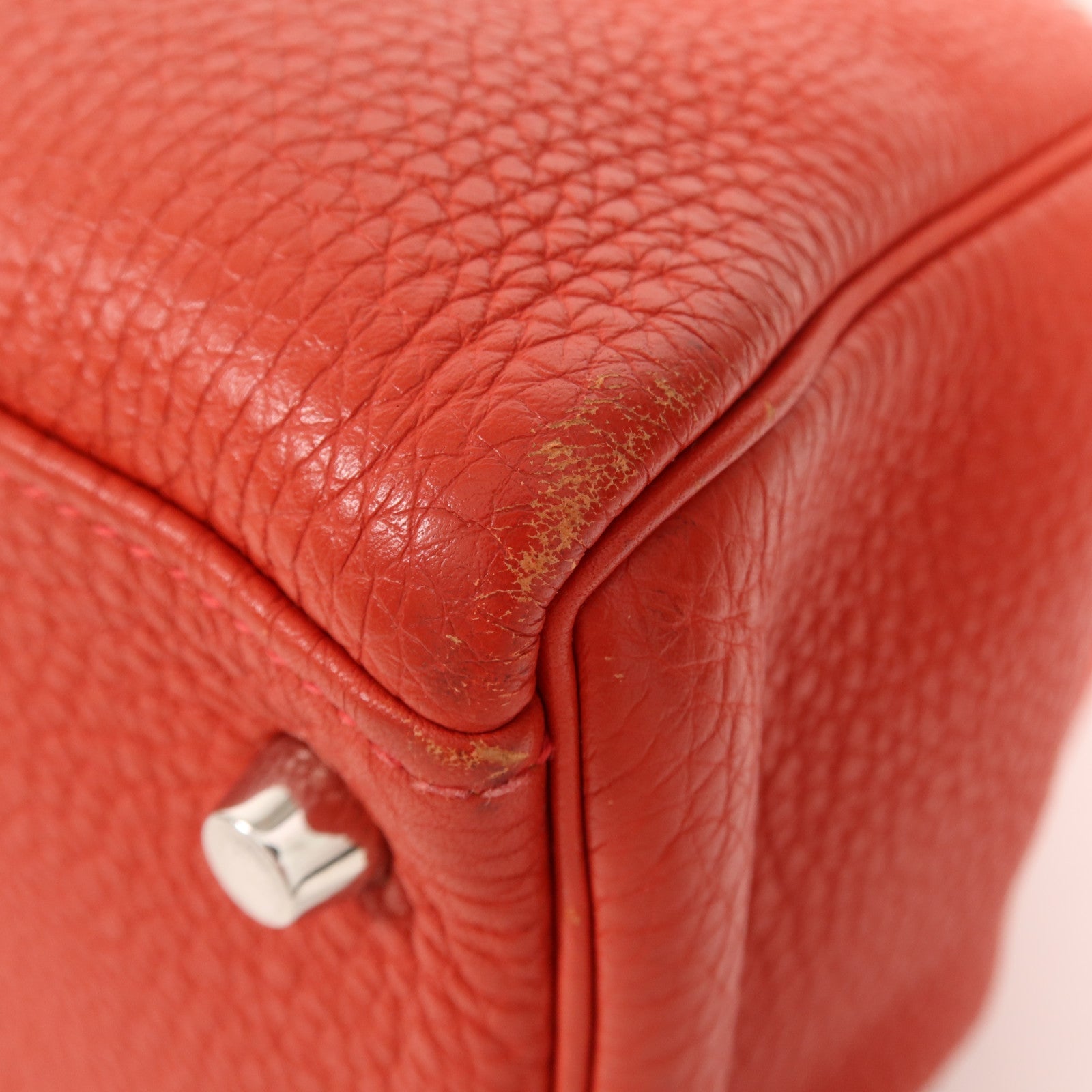 HERMES Clemence皮革Kelly 32銀扣手挽肩背兩用袋Rouge Casaque