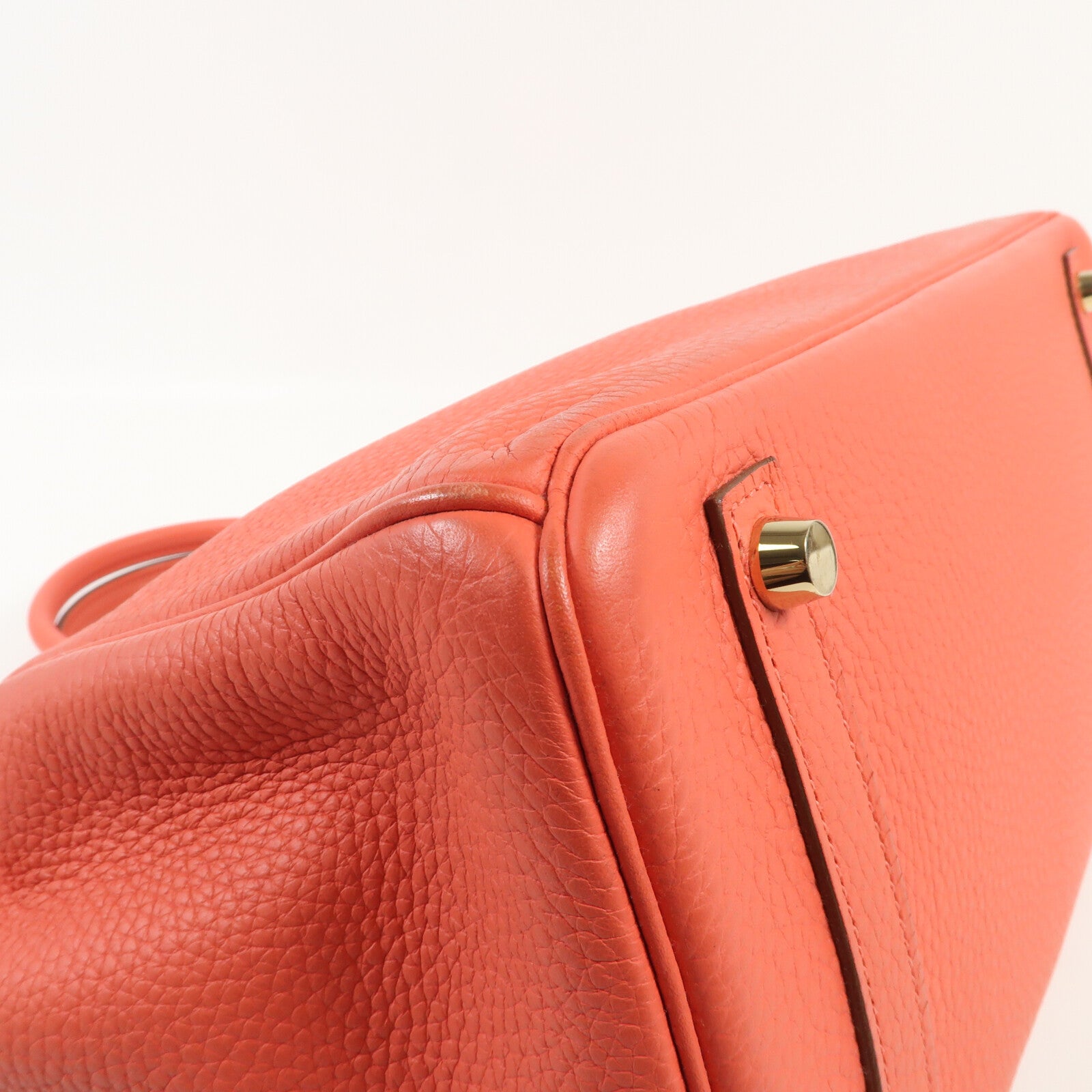 HERMES Clemence皮革Birkin 30金扣手挽袋Rouge Pivoine