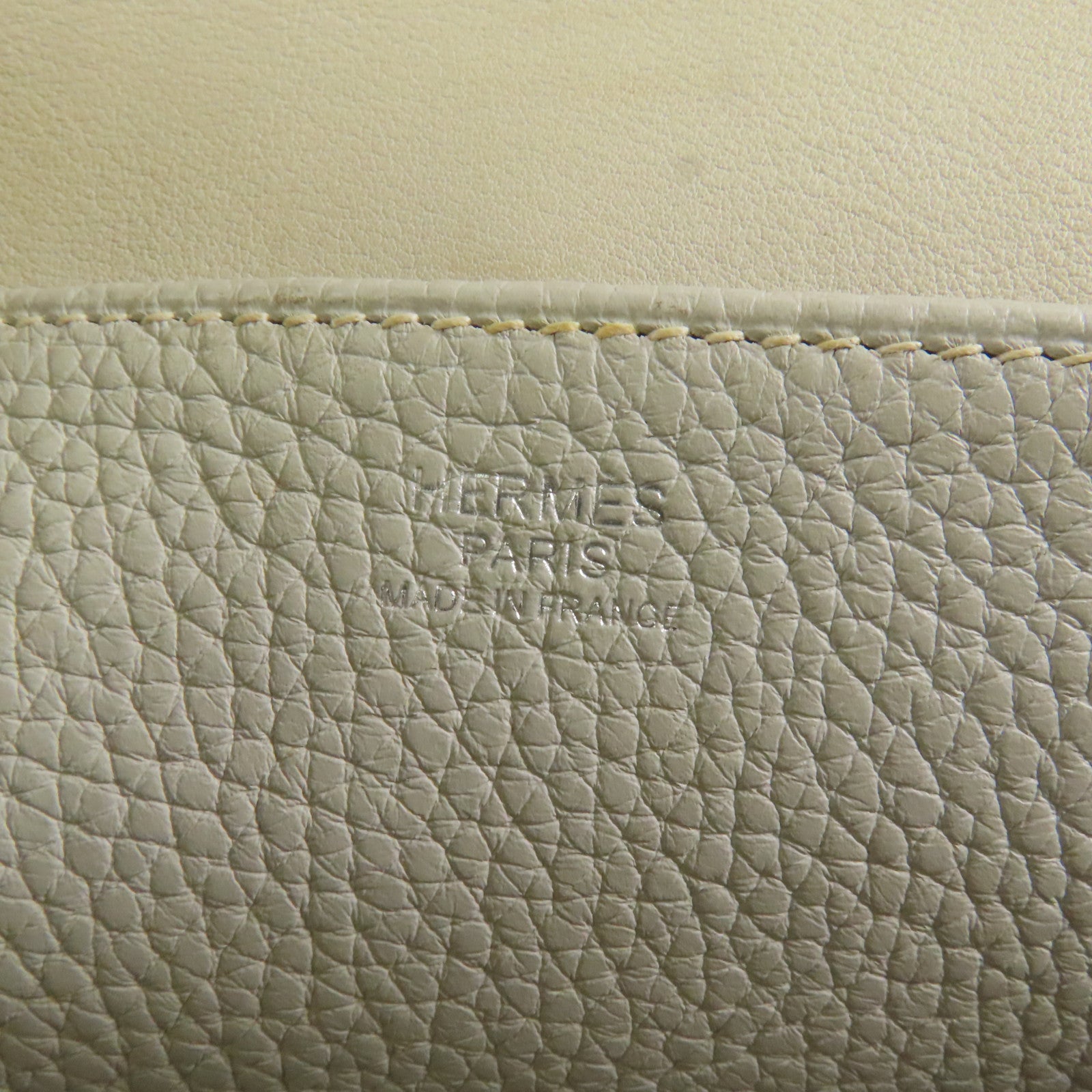HERMES Clemence皮革Halzan 31銀扣手挽肩背兩用袋Gris Perle
