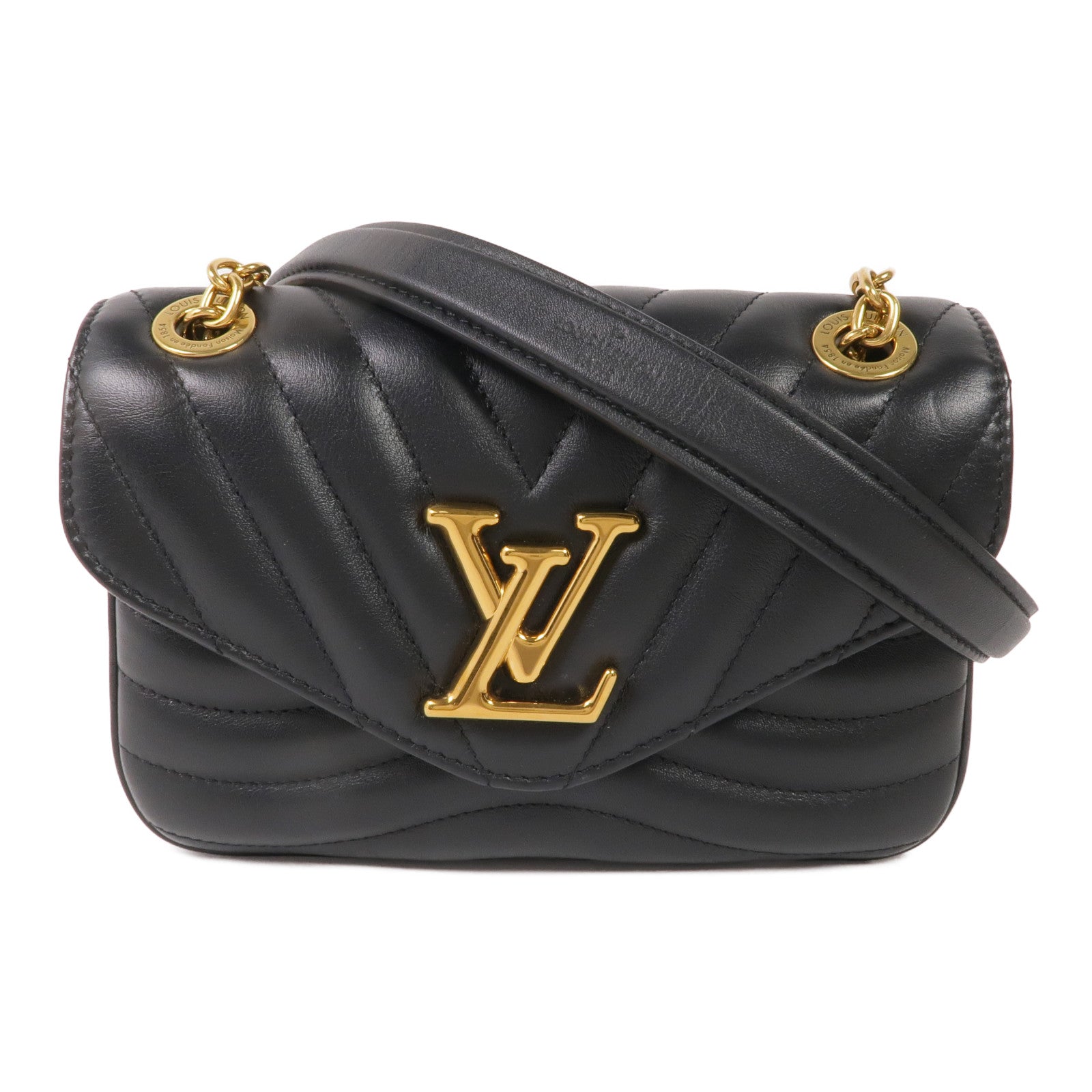 LOUIS VUITTON 牛皮皮革New Wave Chain Bag PM金扣鏈帶肩背袋