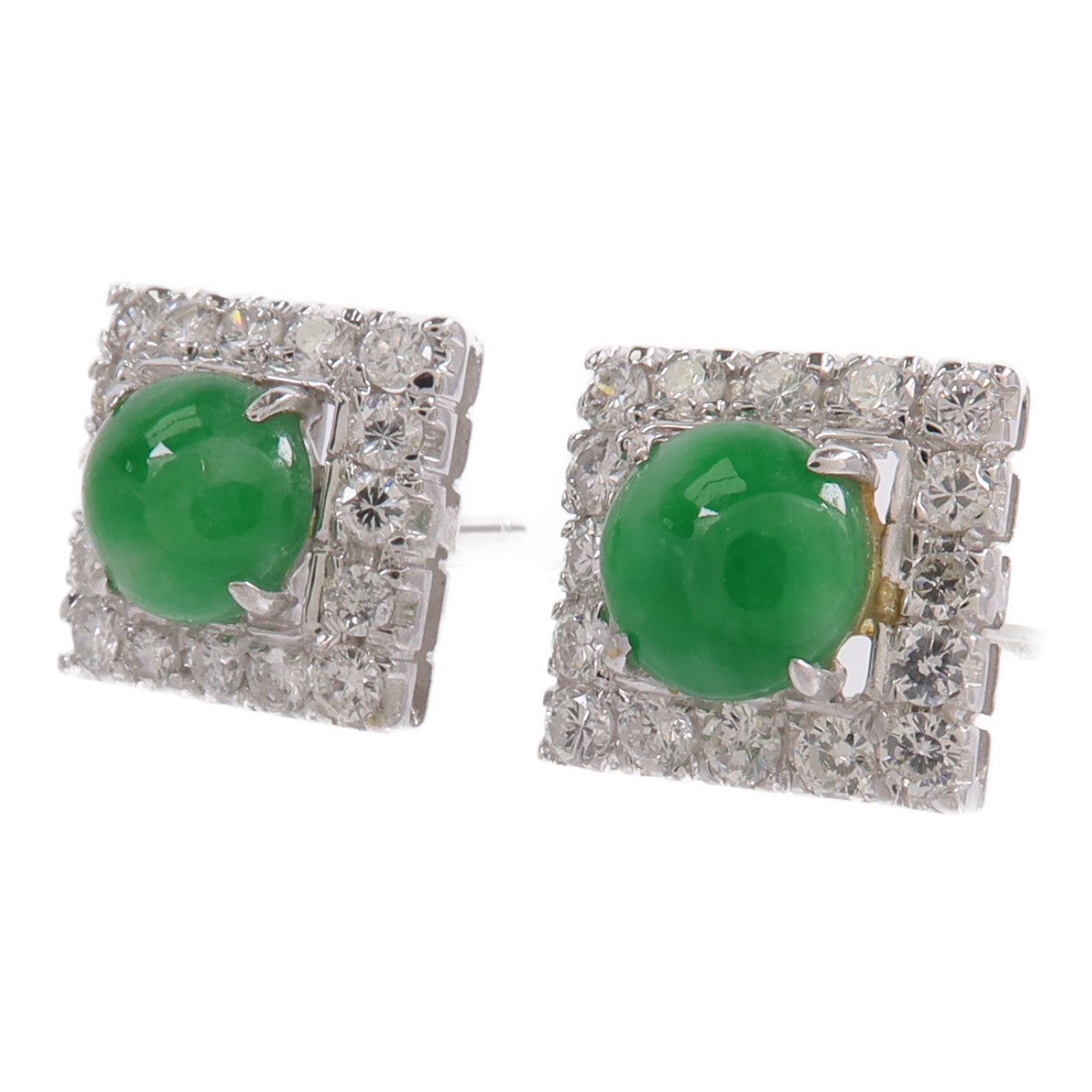 JEWELRY 18K白金Jade Diamond Earrings翡翠/鑽石耳環
