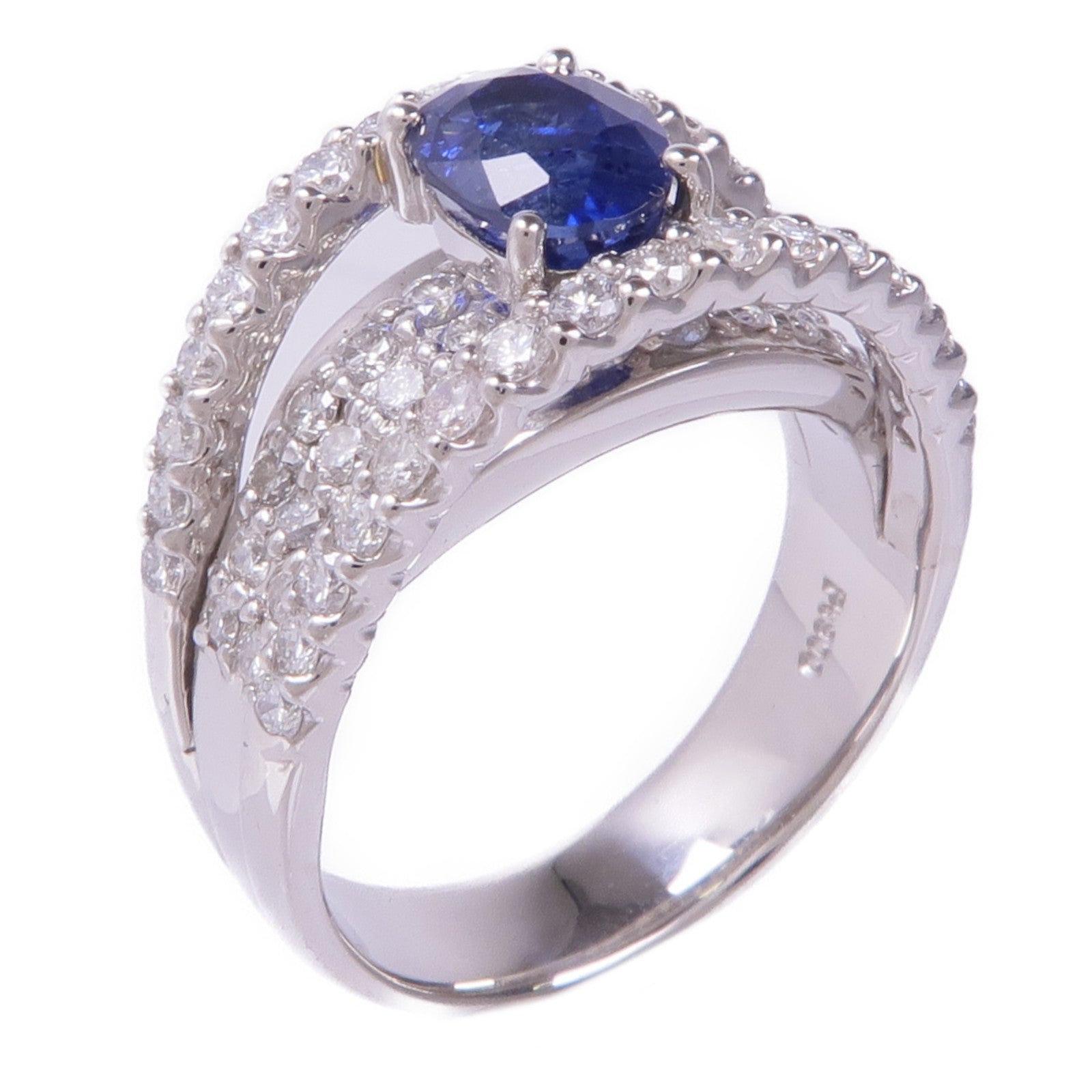 JEWELRY PT900鉑金Sapphire Diamond Ring藍寶石/鑽石戒指US#6.5