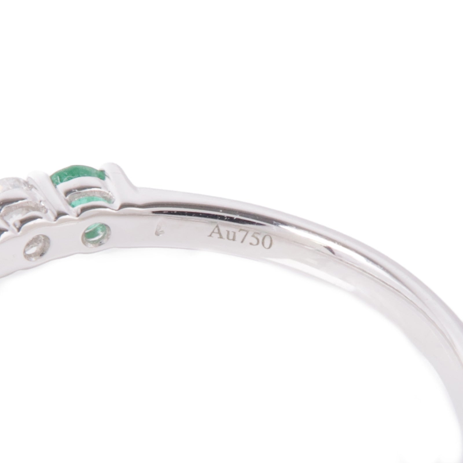 JEWELRY (PRICE DOWN) Emerald Diamond Ring 18K White Gold US#6