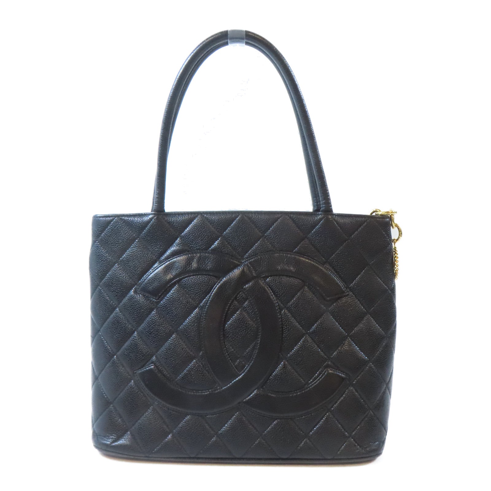 CHANEL (PRICE DOWN) Quilted CC Medallion Tote Bag Shoulder Bag Calfskin Leather Black