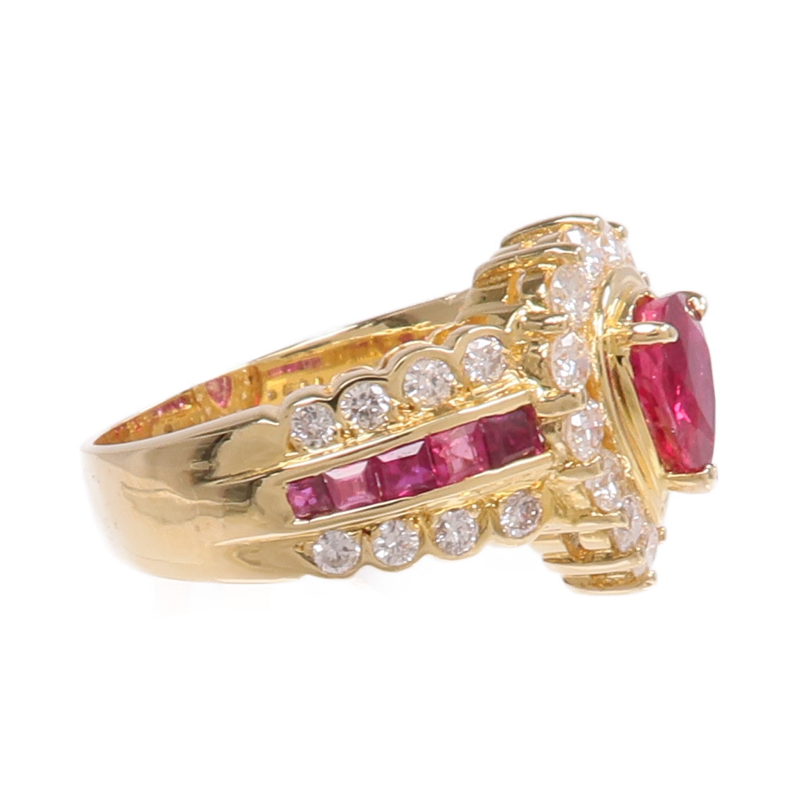 JEWELRY 18K黃金Ruby Diamond Ring紅寶石/鑽石戒指US#6