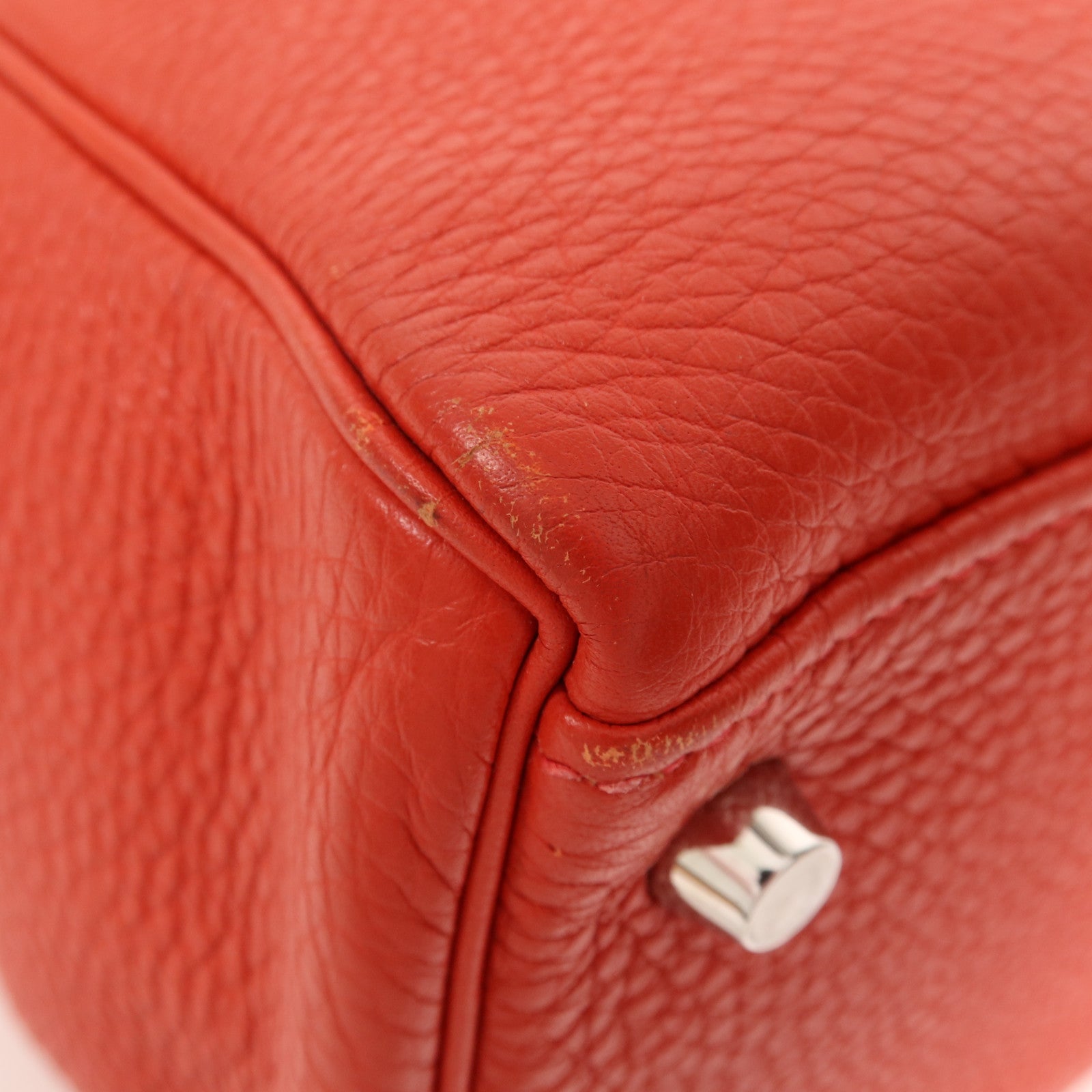 HERMES Clemence皮革Kelly 32銀扣手挽肩背兩用袋Rouge Casaque