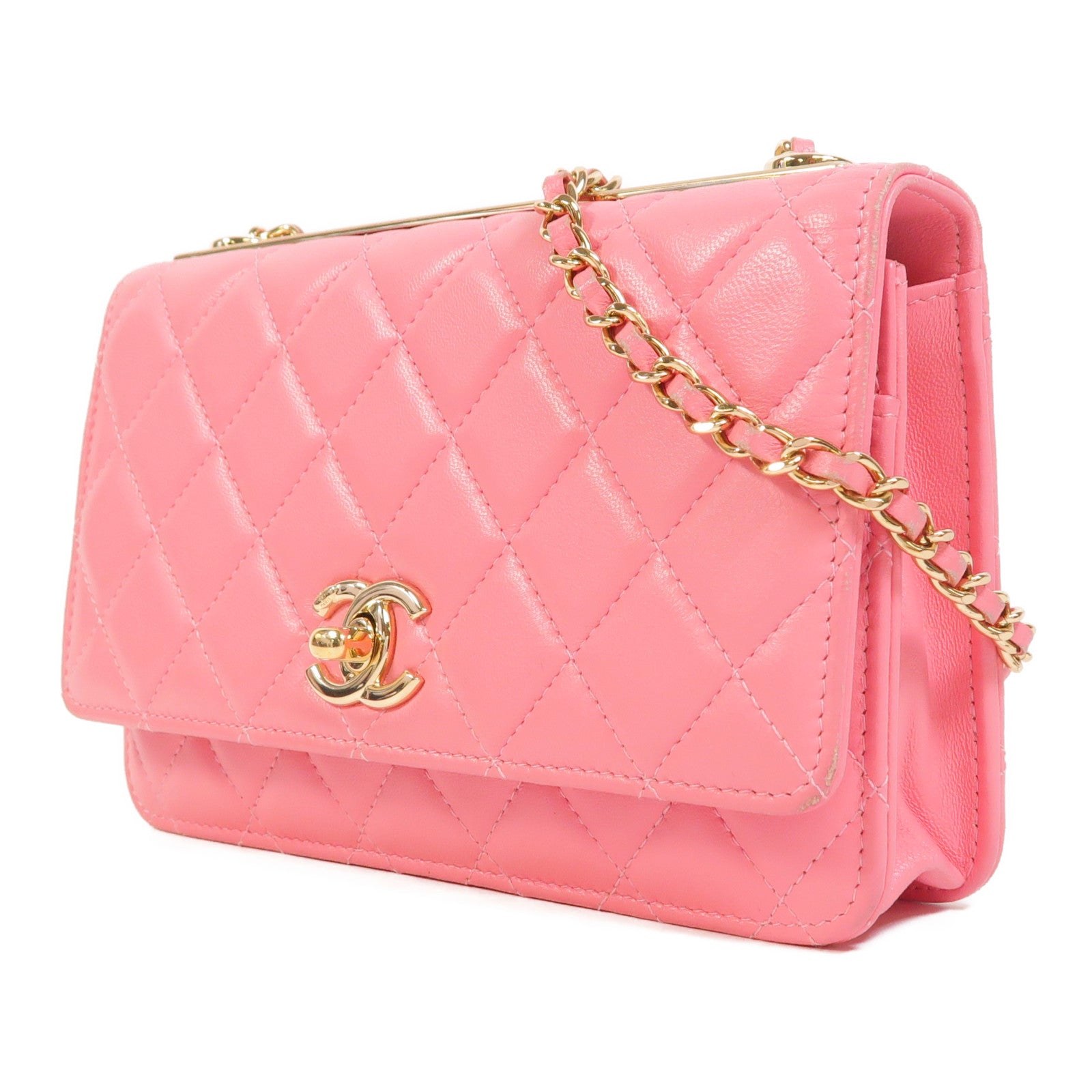 CHANEL 羊皮皮革WOC Wallet On Chain金扣鏈帶肩背袋