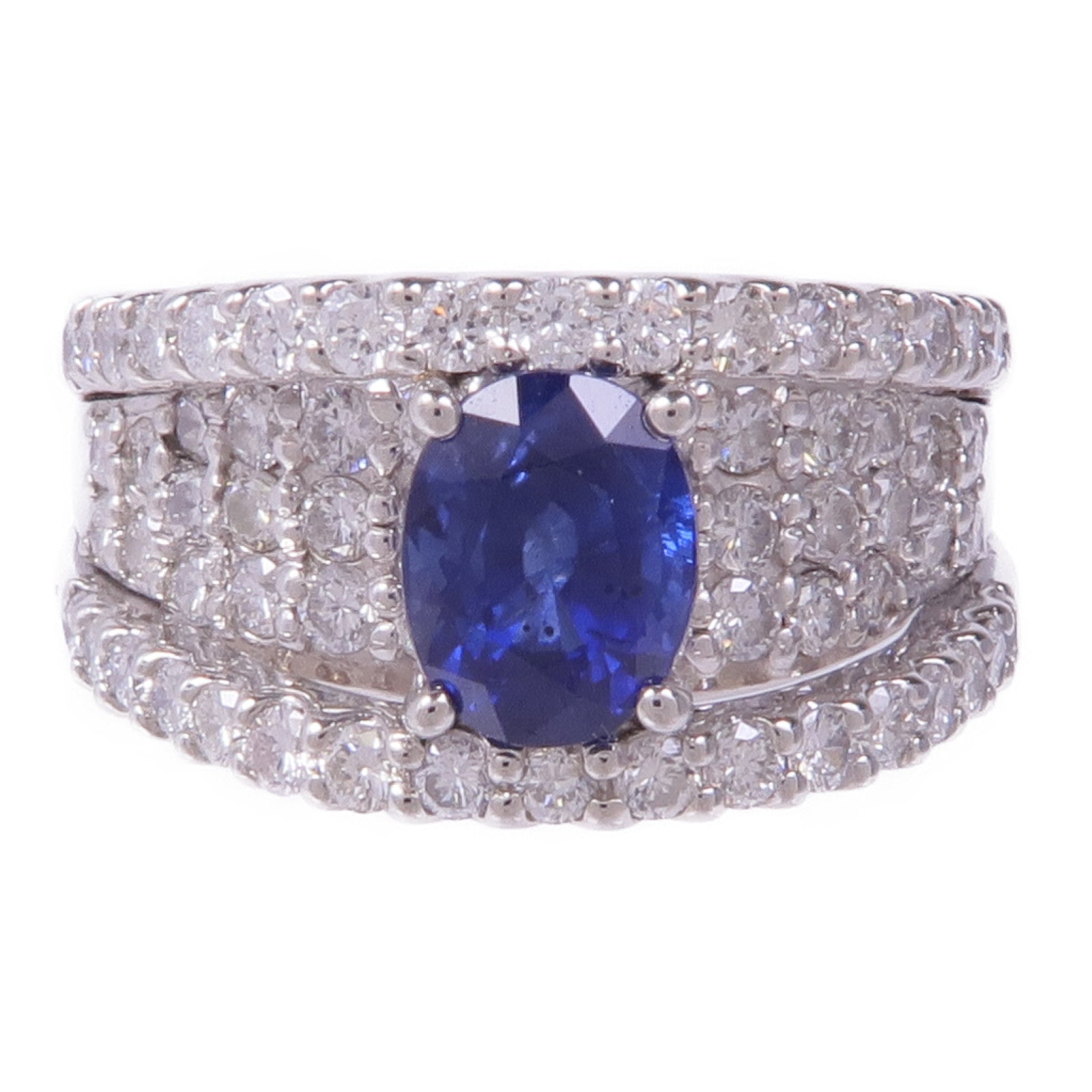 JEWELRY PT900鉑金Sapphire Diamond Ring藍寶石/鑽石戒指US#6.5