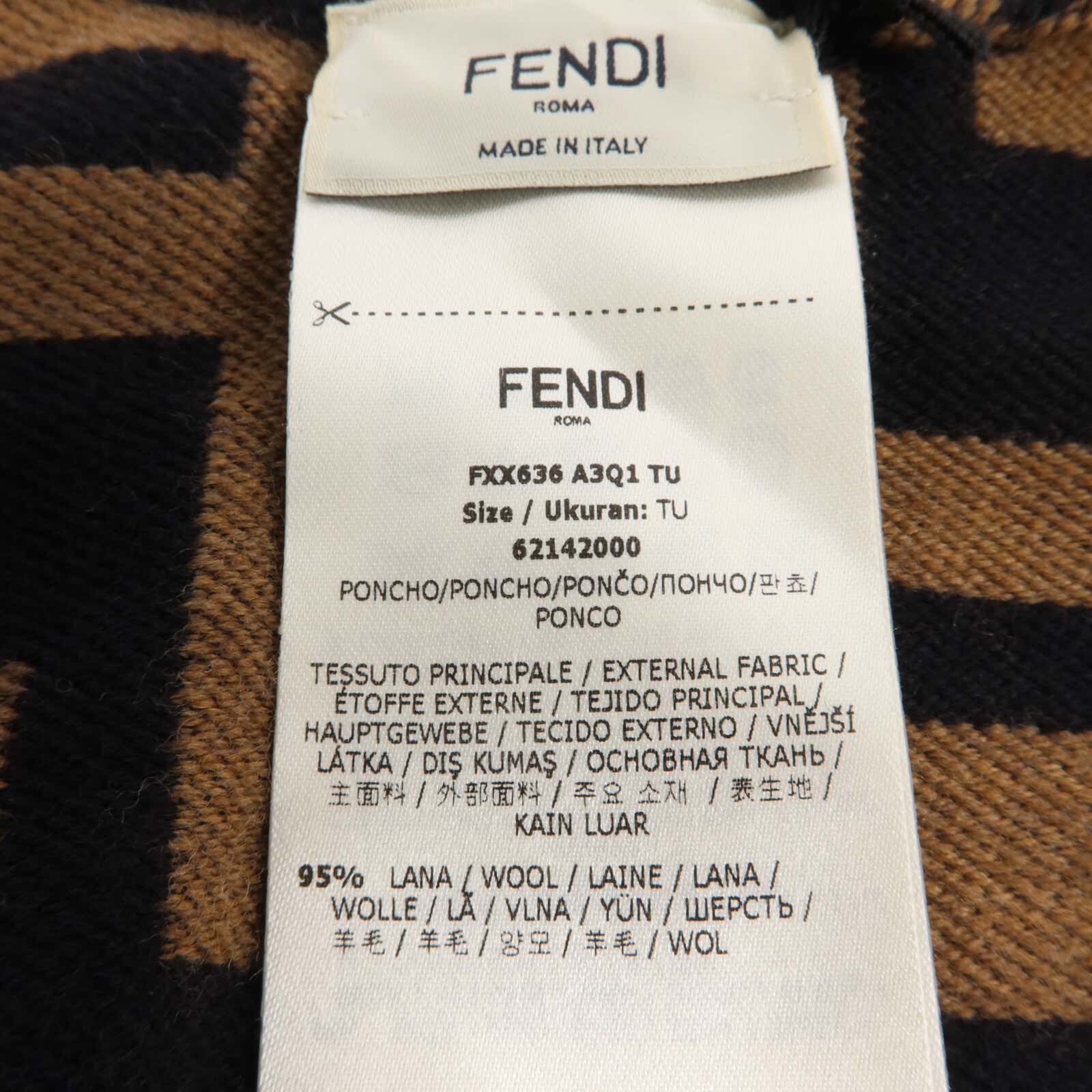 FENDI 羊毛/絲質FF Logo Poncho披肩
