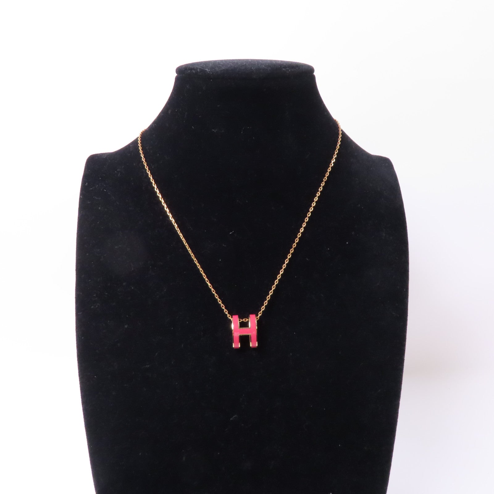 HERMES 金屬Pop H Necklace項鍊粉紅色金色