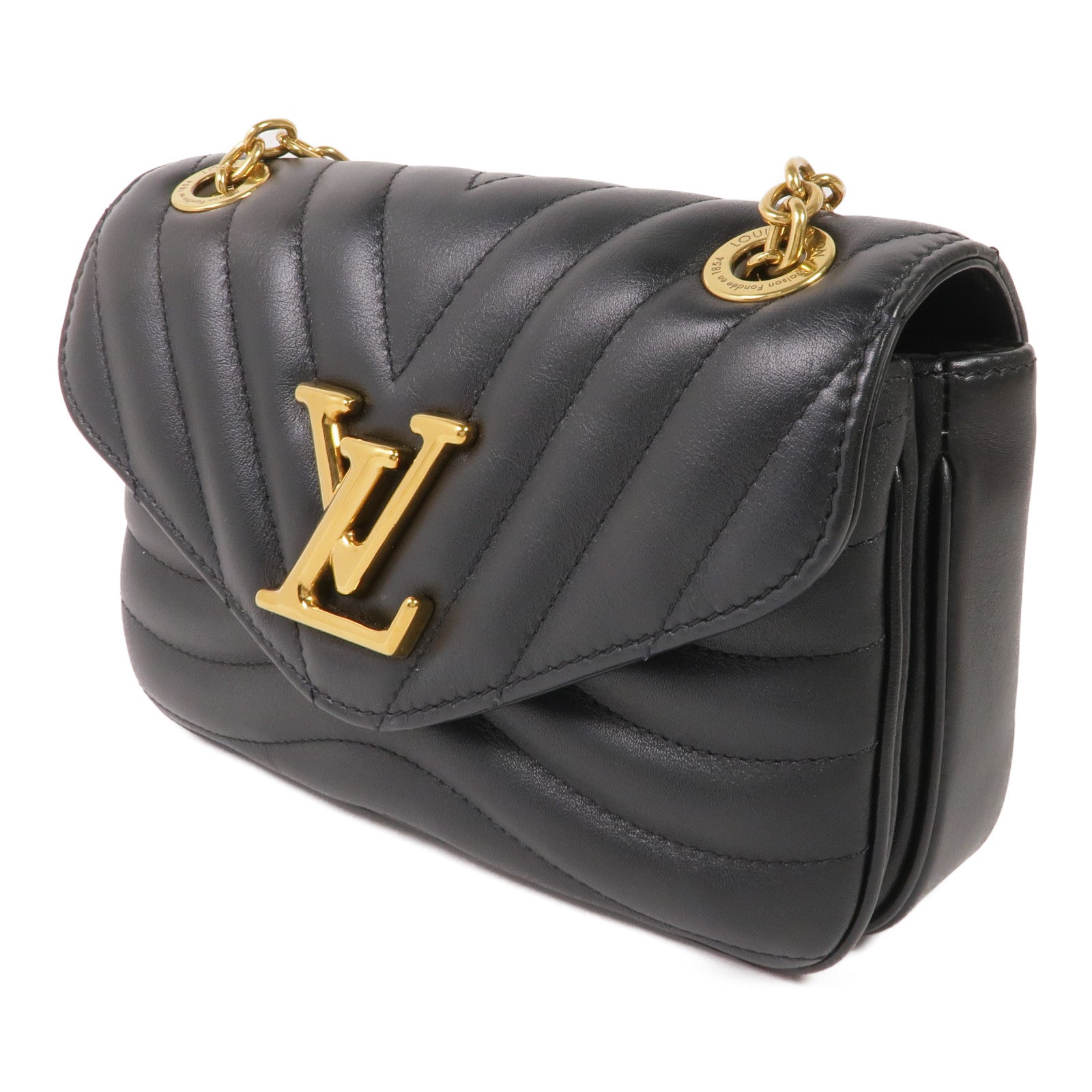 LOUIS VUITTON 牛皮皮革New Wave Chain Bag PM金扣鏈帶肩背袋