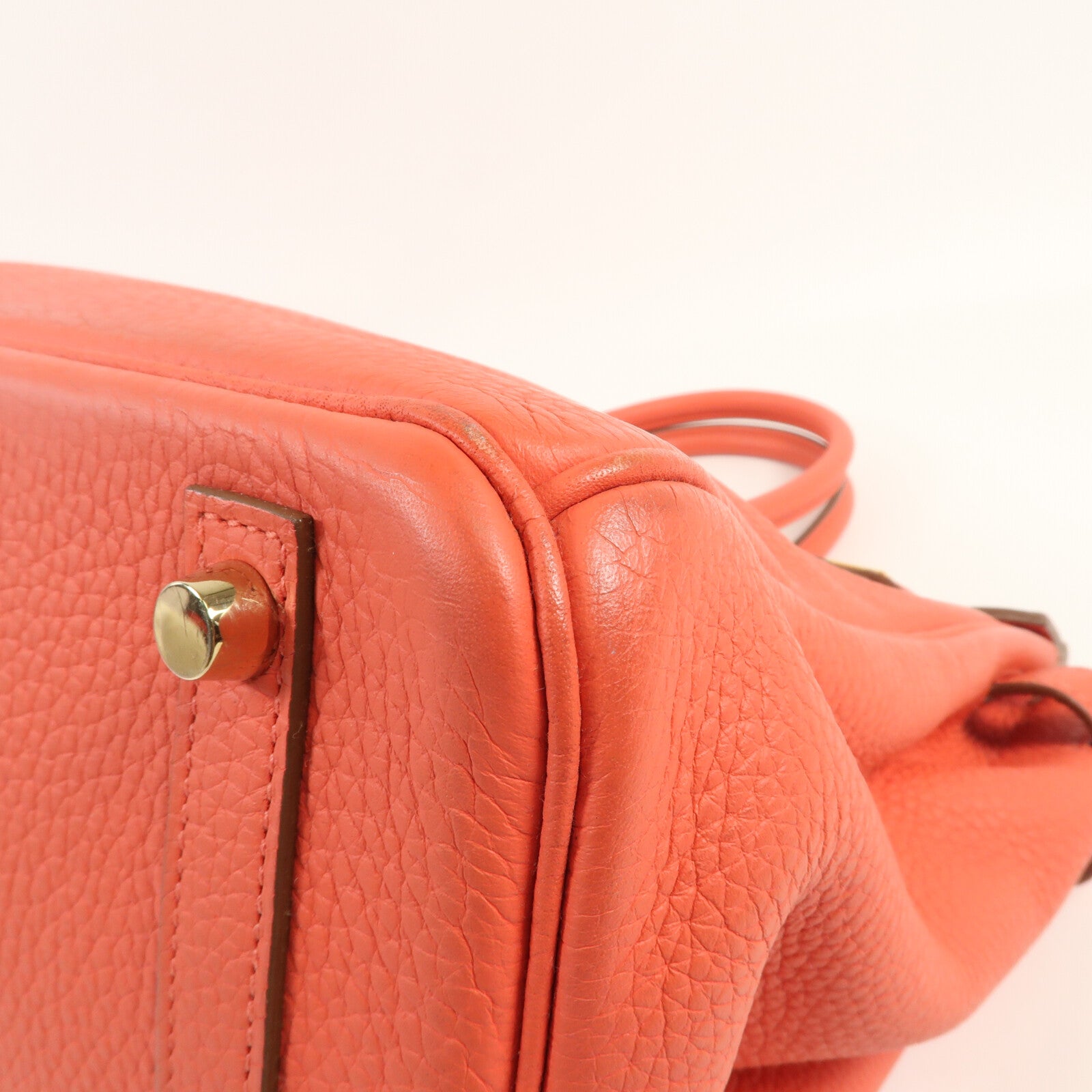 HERMES Clemence皮革Birkin 30金扣手挽袋Rouge Pivoine