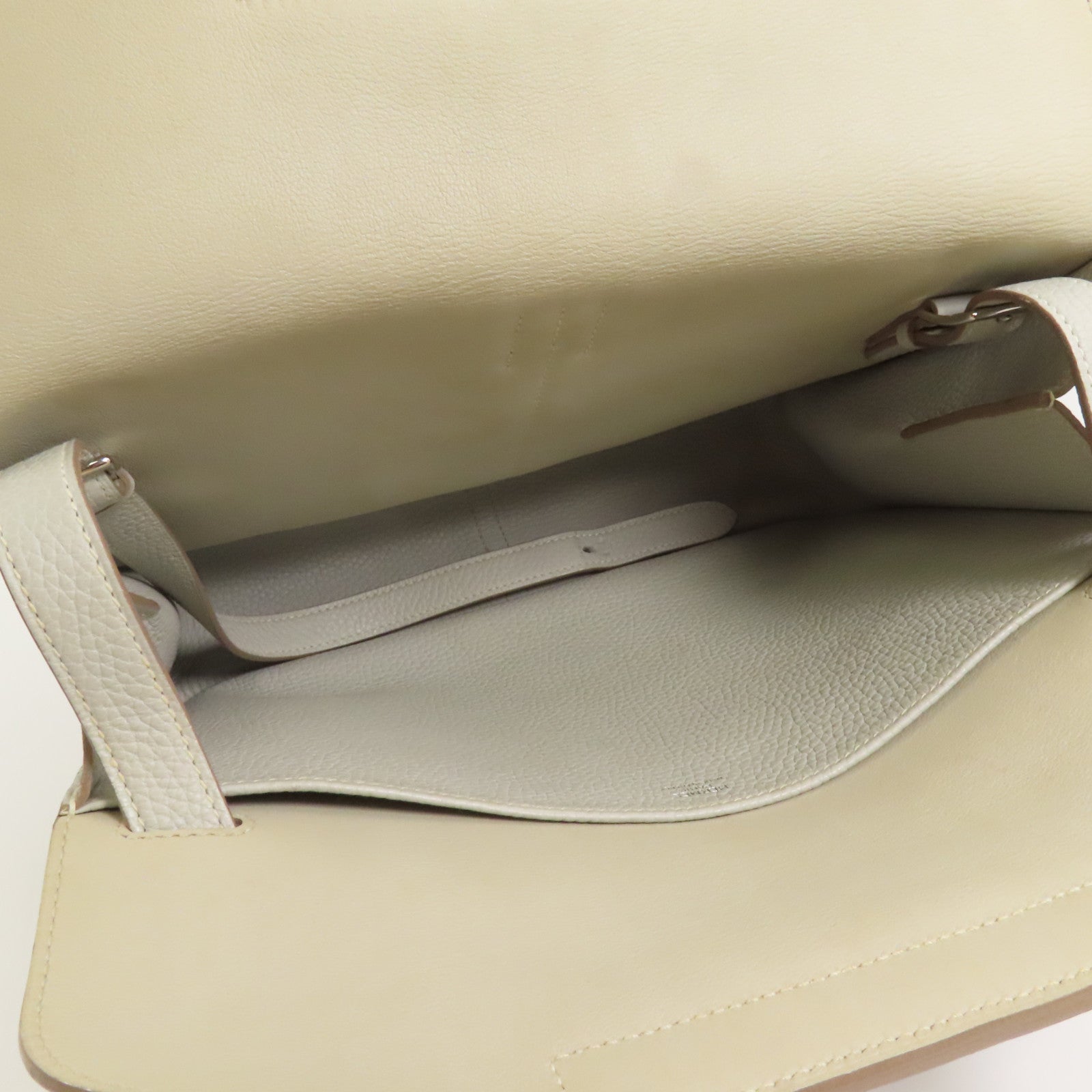 HERMES Clemence皮革Halzan 31銀扣手挽肩背兩用袋Gris Perle