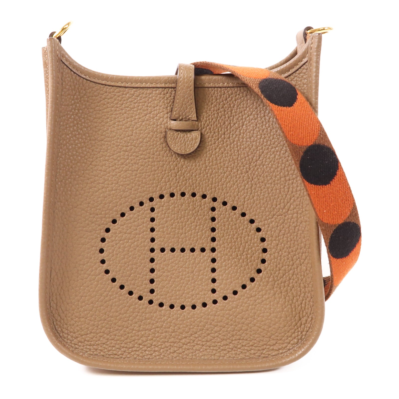 HERMES 【激減優惠】Maurice皮革Evelyne TPM金扣肩背袋Brown