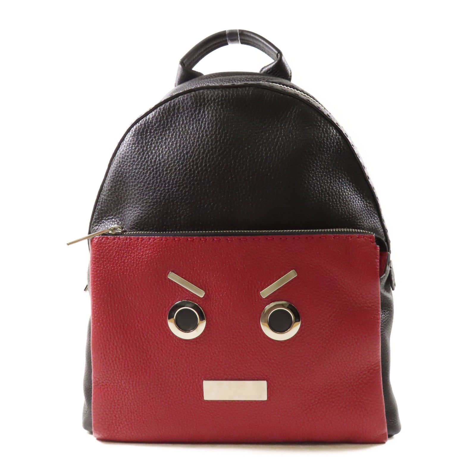 FENDI【激減優惠】 牛皮皮革Faces Selleria Backpack銀扣背包