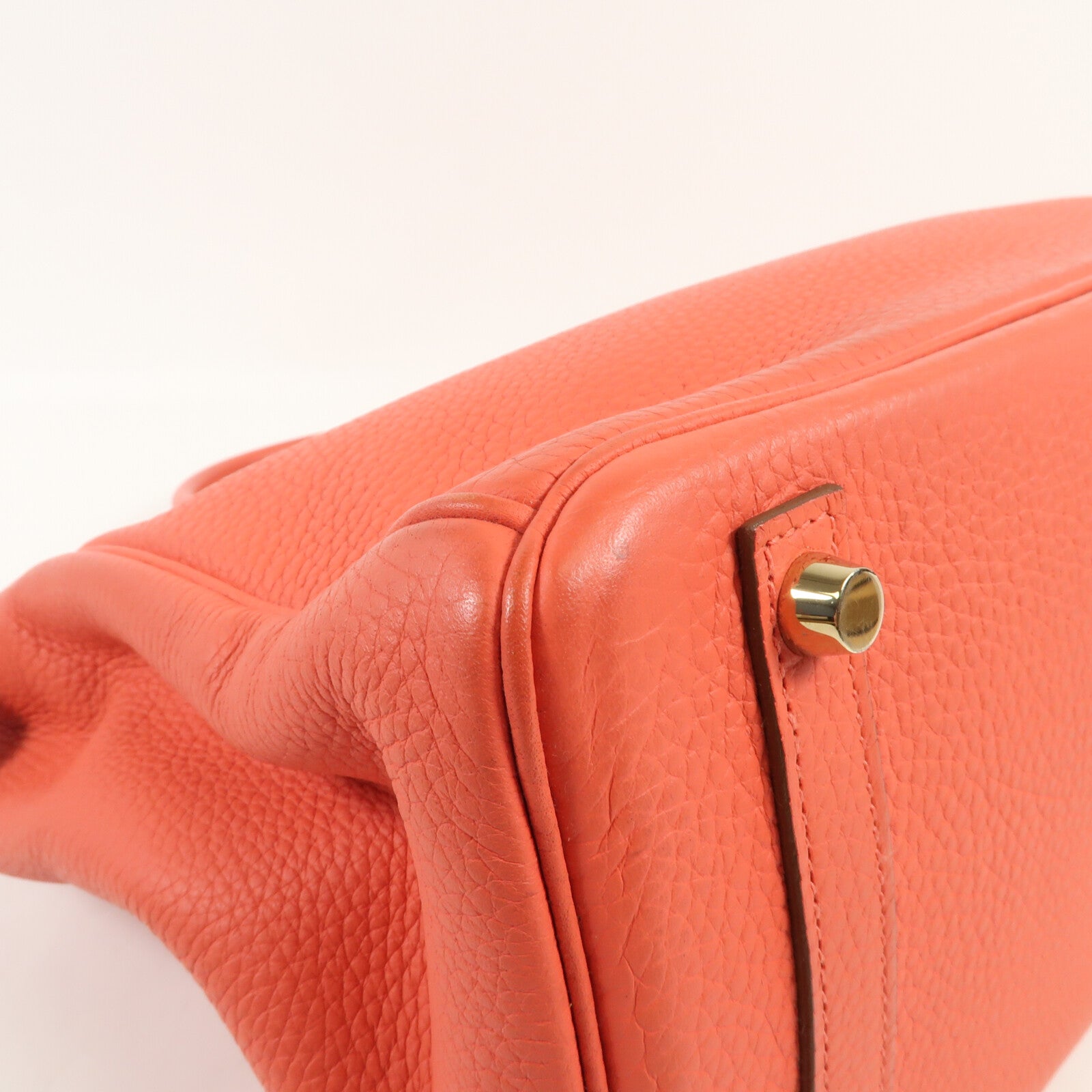 HERMES Clemence皮革Birkin 30金扣手挽袋Rouge Pivoine