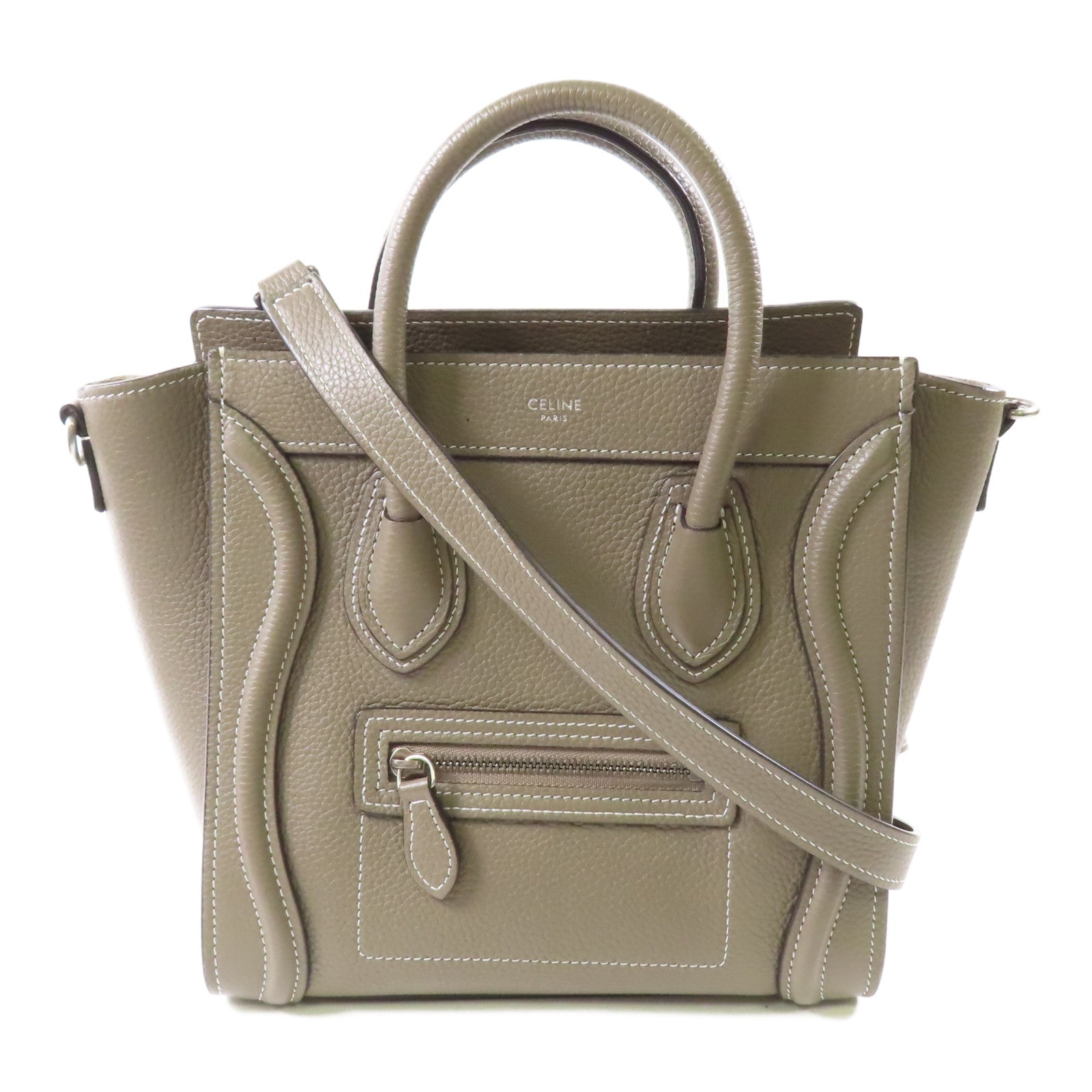 CELINE 牛皮皮革Luggage銀扣手挽肩背兩用袋