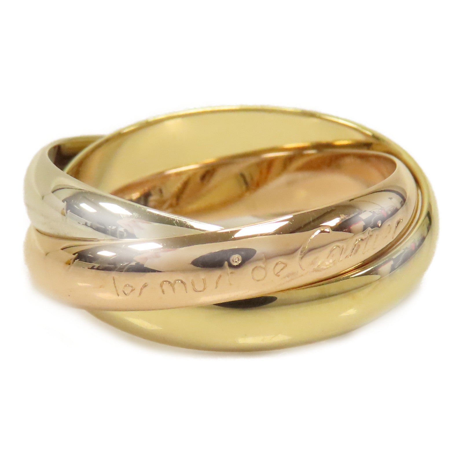 CARTIER 18K黄金/玫瑰金/白金Trinity Ring戒指US#6/Cartier#52