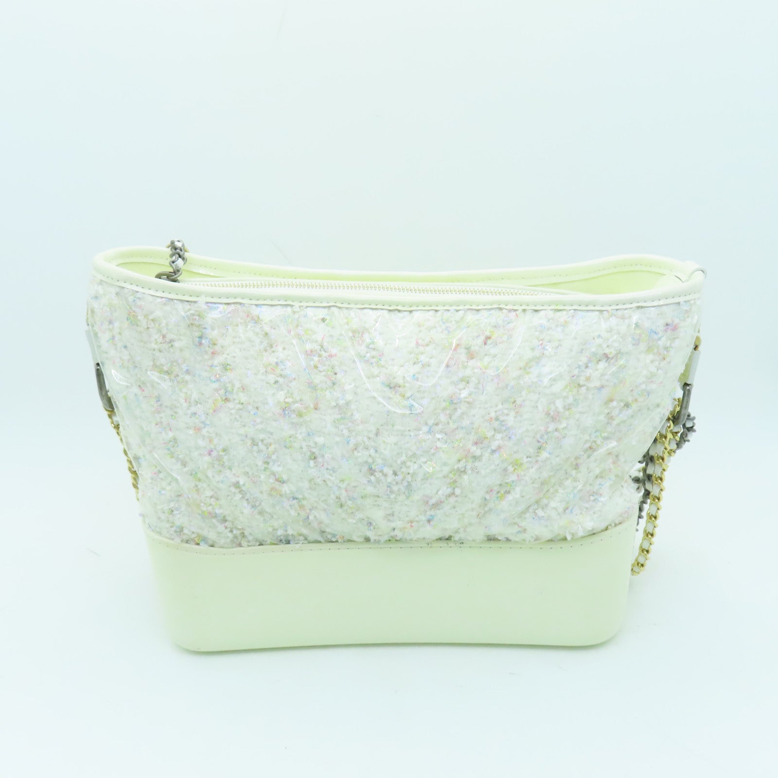 CHANEL 【激減優惠】塗層帆布/牛皮皮革Chain Shoulder Bag金扣/銀扣鏈帶肩背袋白色