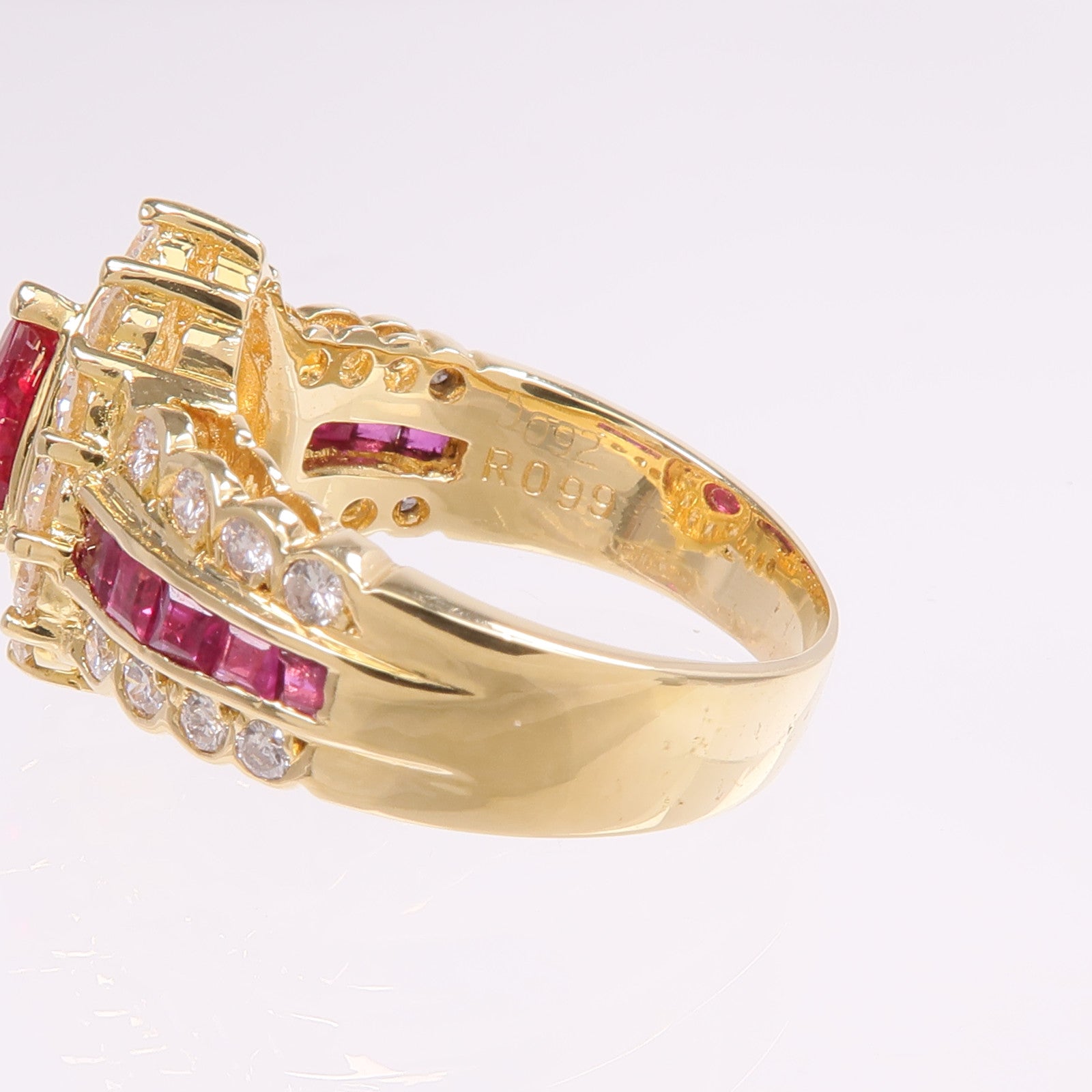 JEWELRY 18K黃金Ruby Diamond Ring紅寶石/鑽石戒指US#6