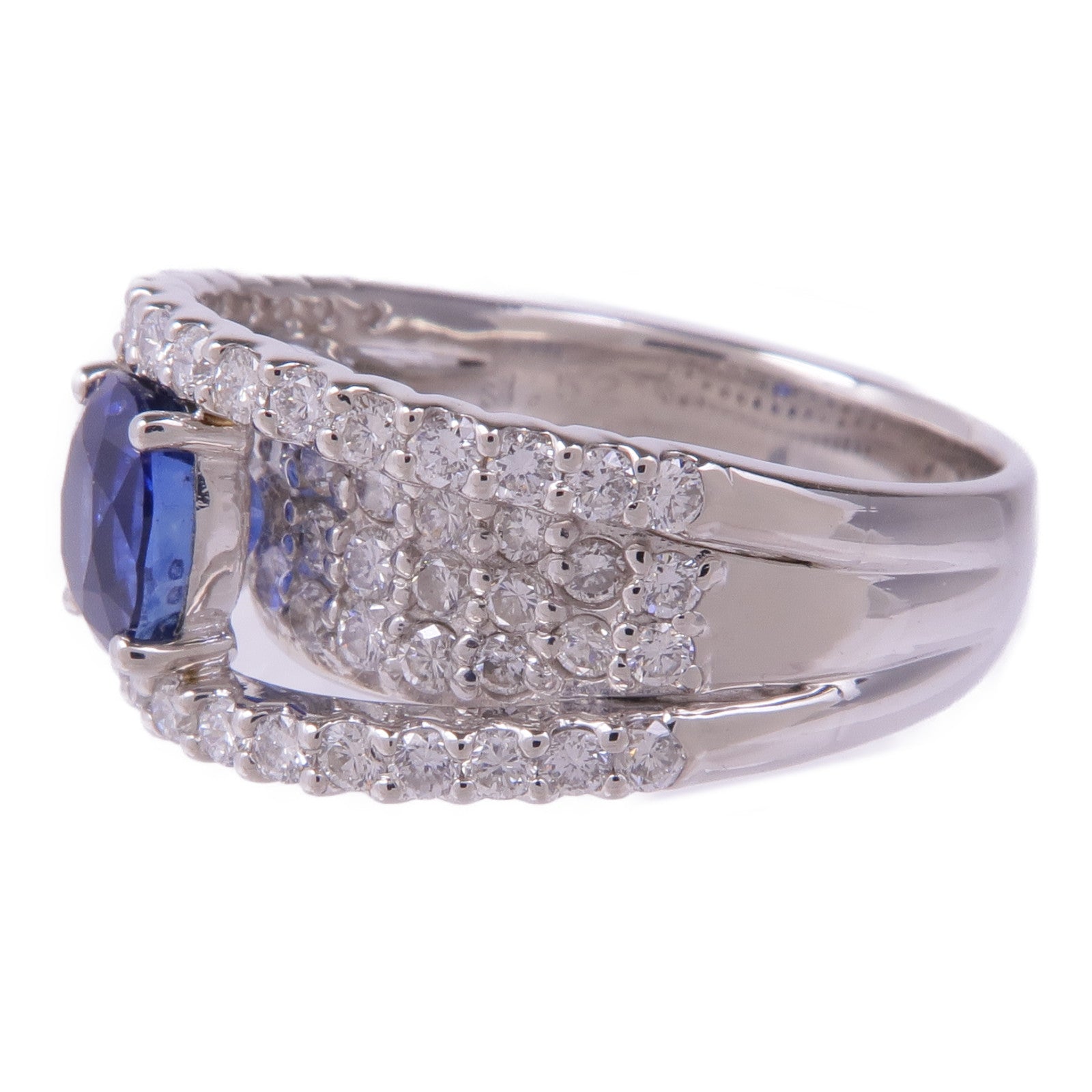 JEWELRY PT900鉑金Sapphire Diamond Ring藍寶石/鑽石戒指US#6.5