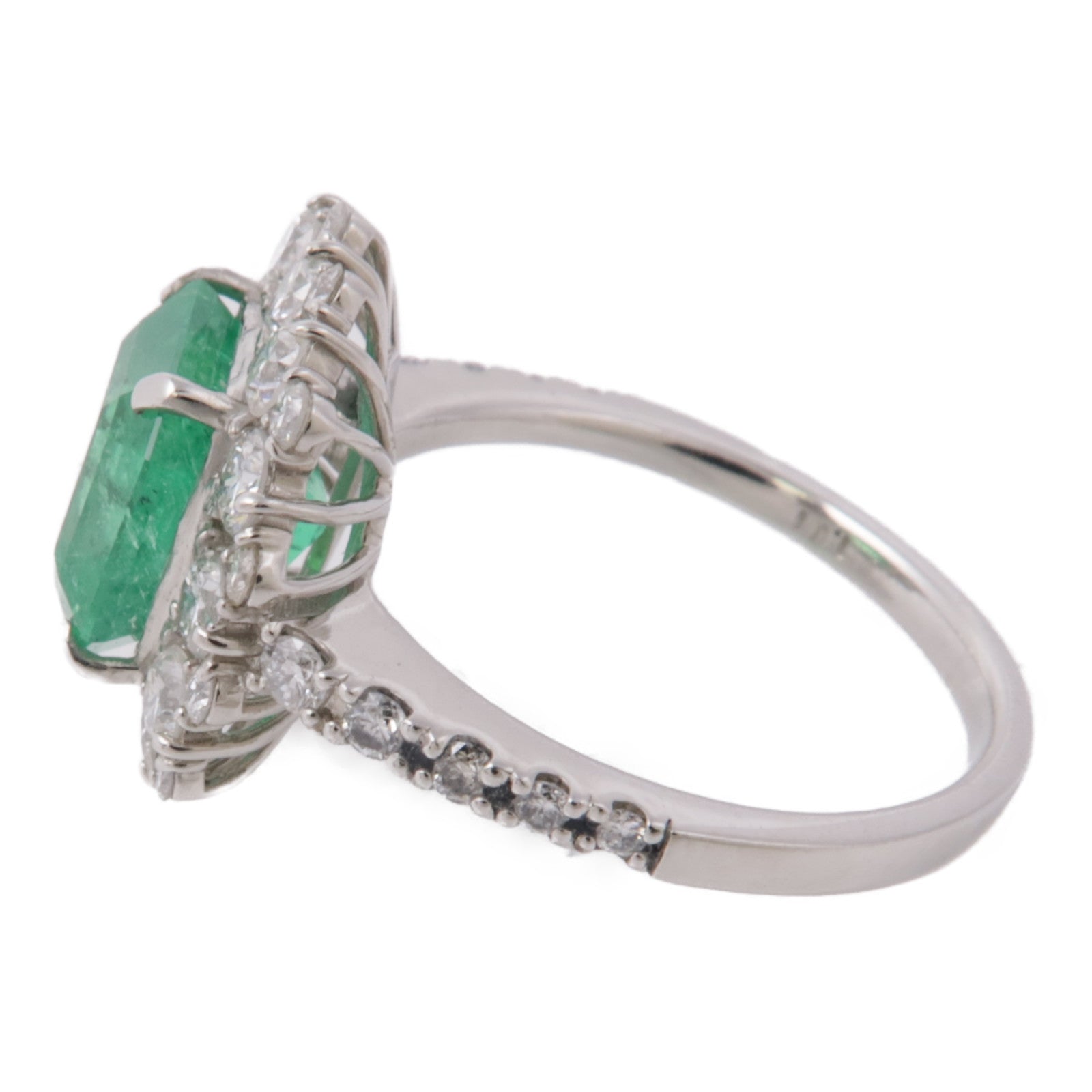 JEWELRY 950純銀Emerald/Diamond Ring綠寶石/鑽石戒指US#6