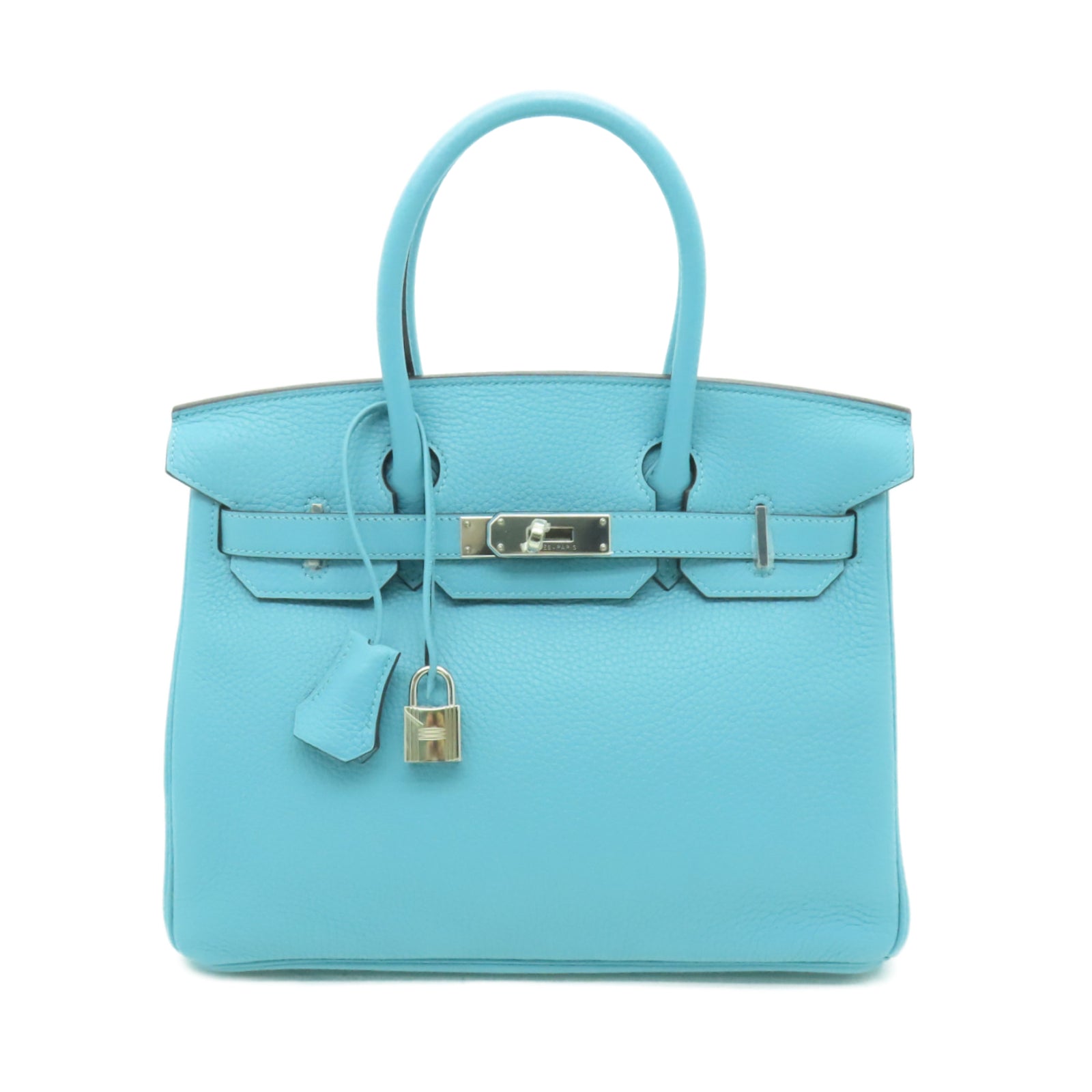 HERMES 【清倉大減價】Togo皮革Birkin 30銀扣手挽袋Bleu Saint Cyr淺藍色