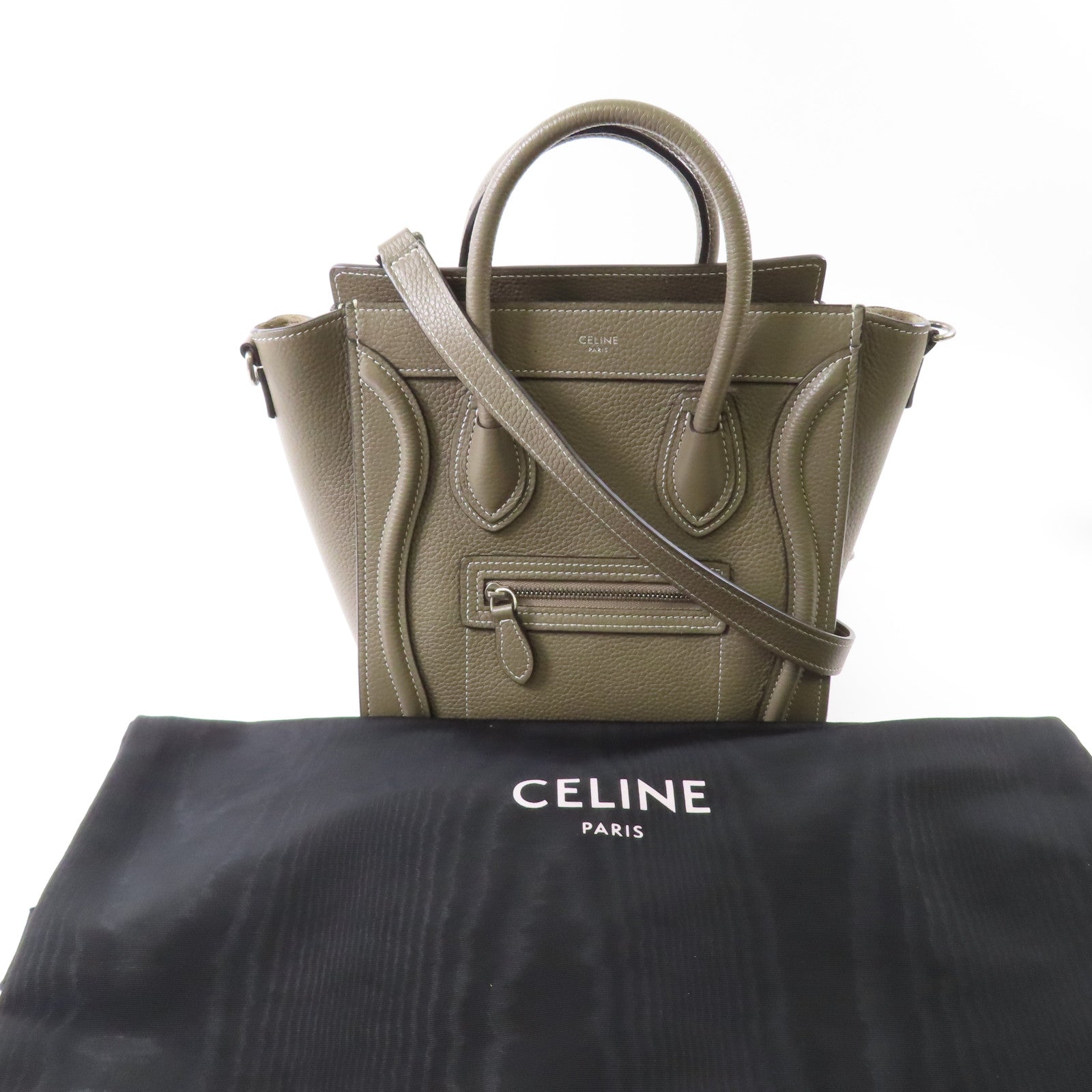 CELINE 牛皮皮革Luggage銀扣手挽肩背兩用袋