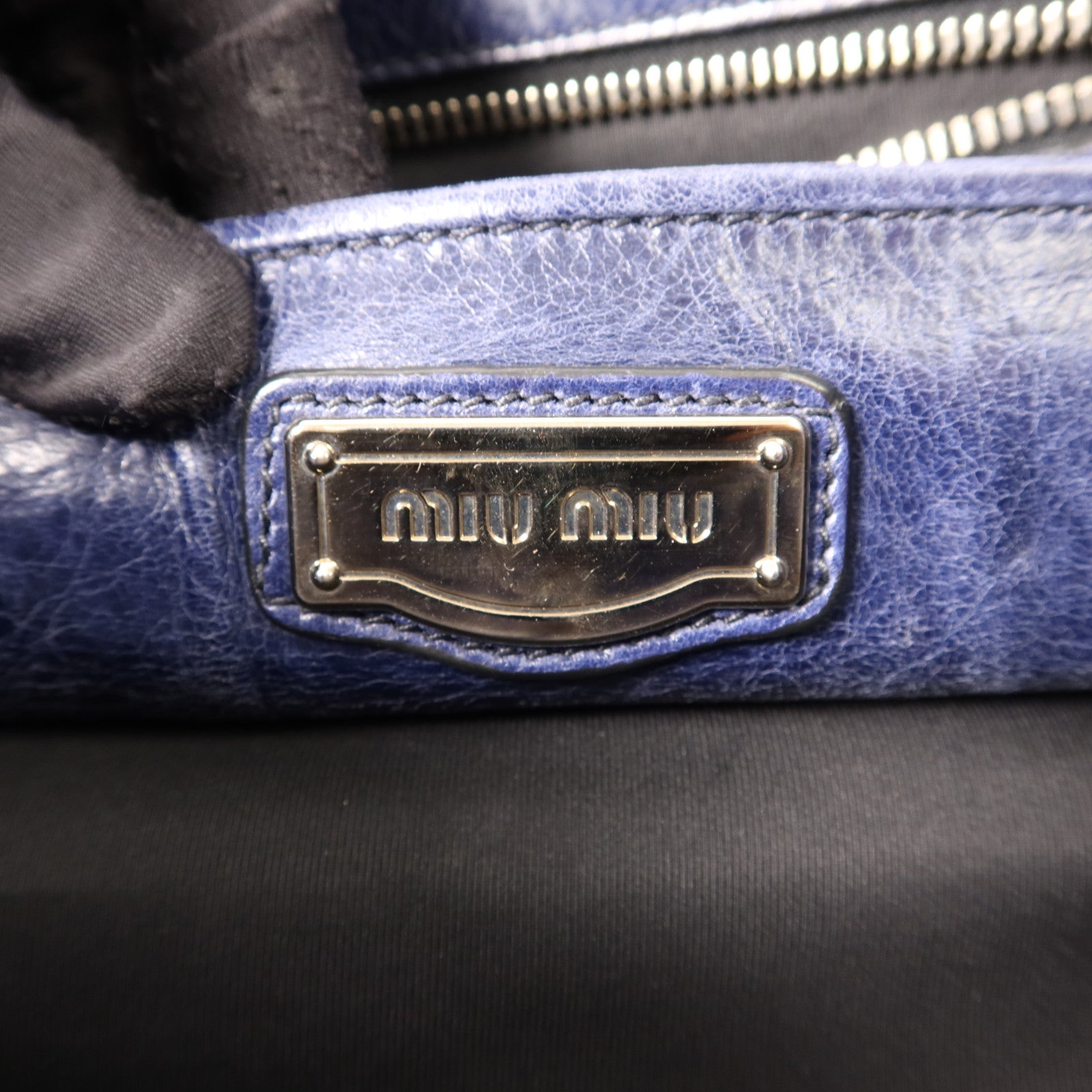 Miu Miu 牛皮皮革2 Way Shoulder Bag銀扣手挽肩背兩用袋