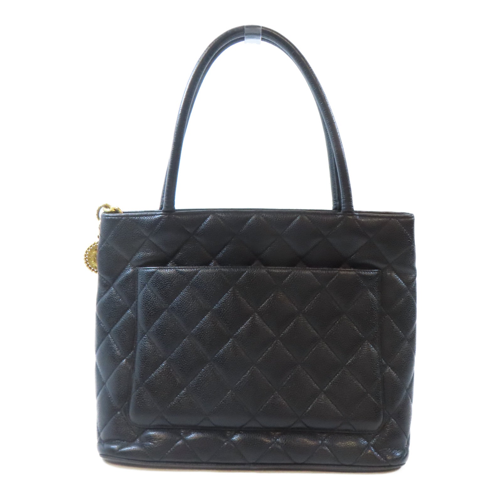 CHANEL (PRICE DOWN) Quilted CC Medallion Tote Bag Shoulder Bag Calfskin Leather Black