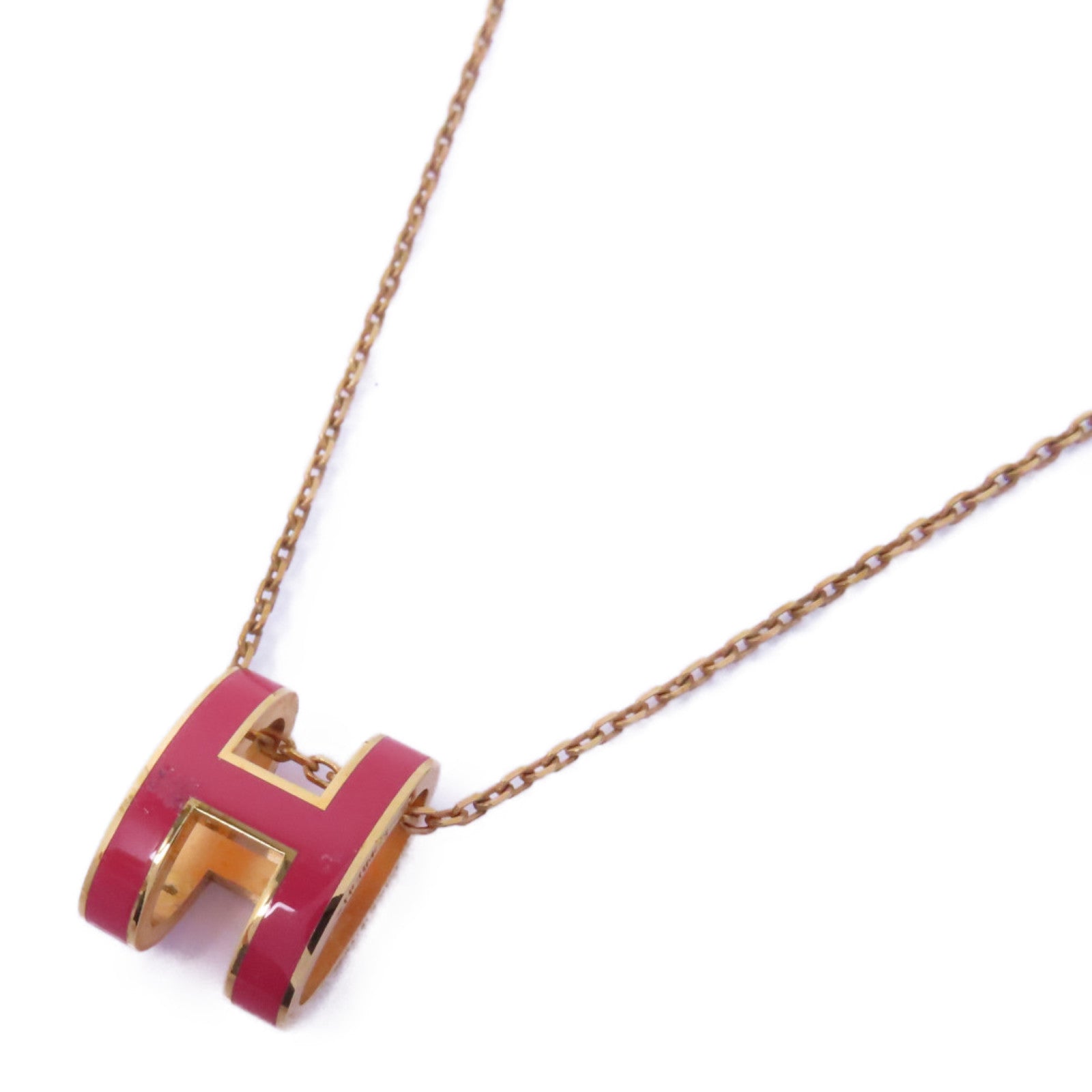 HERMES 金屬Pop H Necklace項鍊粉紅色金色