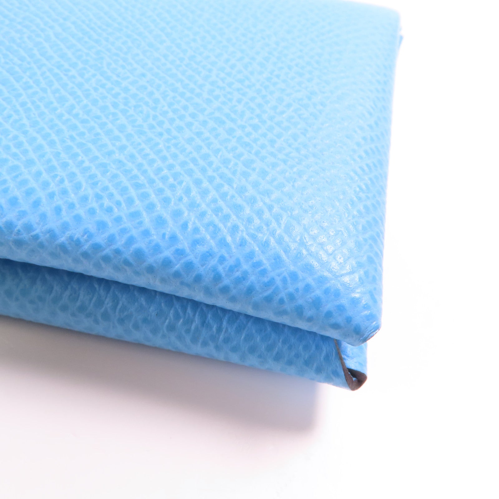 HERMES Epsom皮革Calvi Card Holder銀扣卡片套Blue