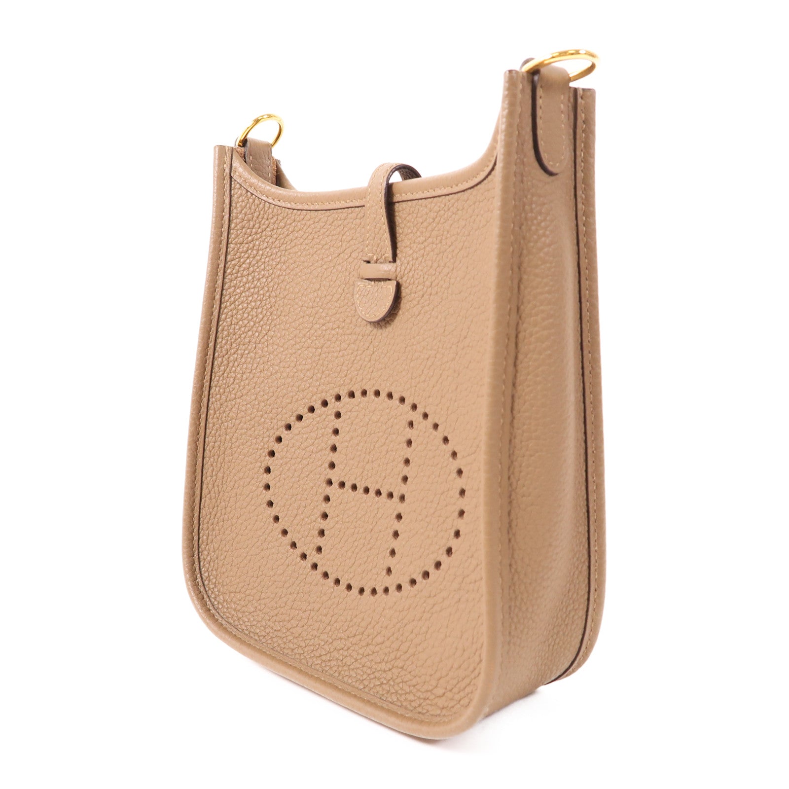 HERMES 【激減優惠】Maurice皮革Evelyne TPM金扣肩背袋Brown