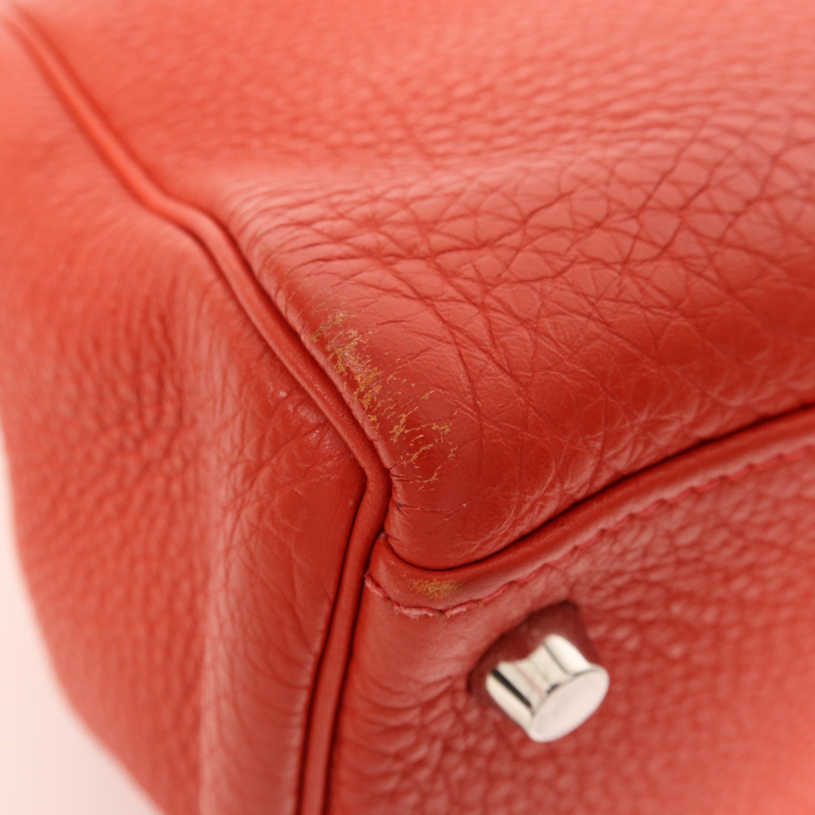 HERMES Clemence皮革Kelly 32銀扣手挽肩背兩用袋Rouge Casaque