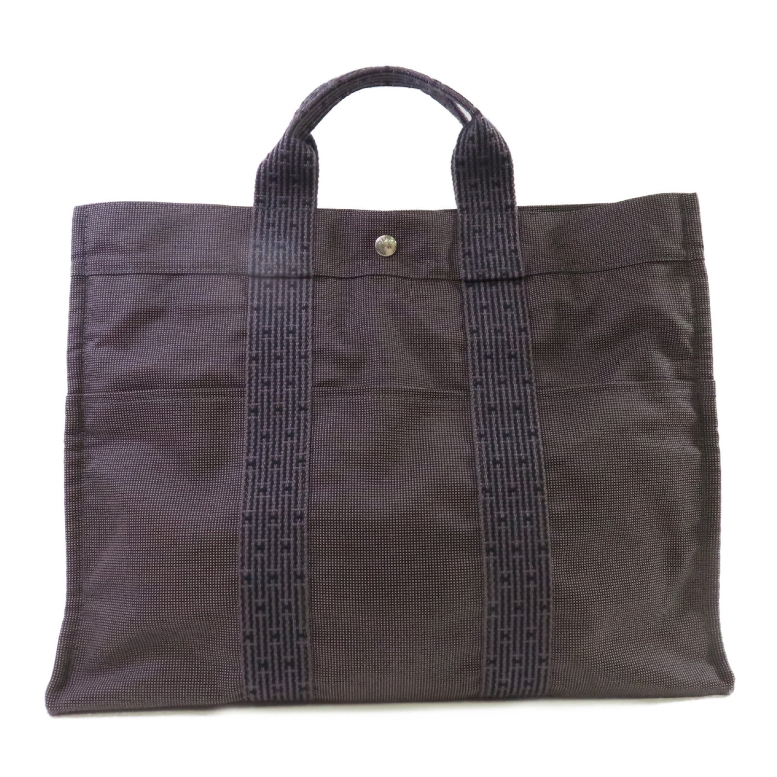 HERMES 帆布Fourre Tout Cabas MM Tote Bag銀扣手挽袋炭灰色