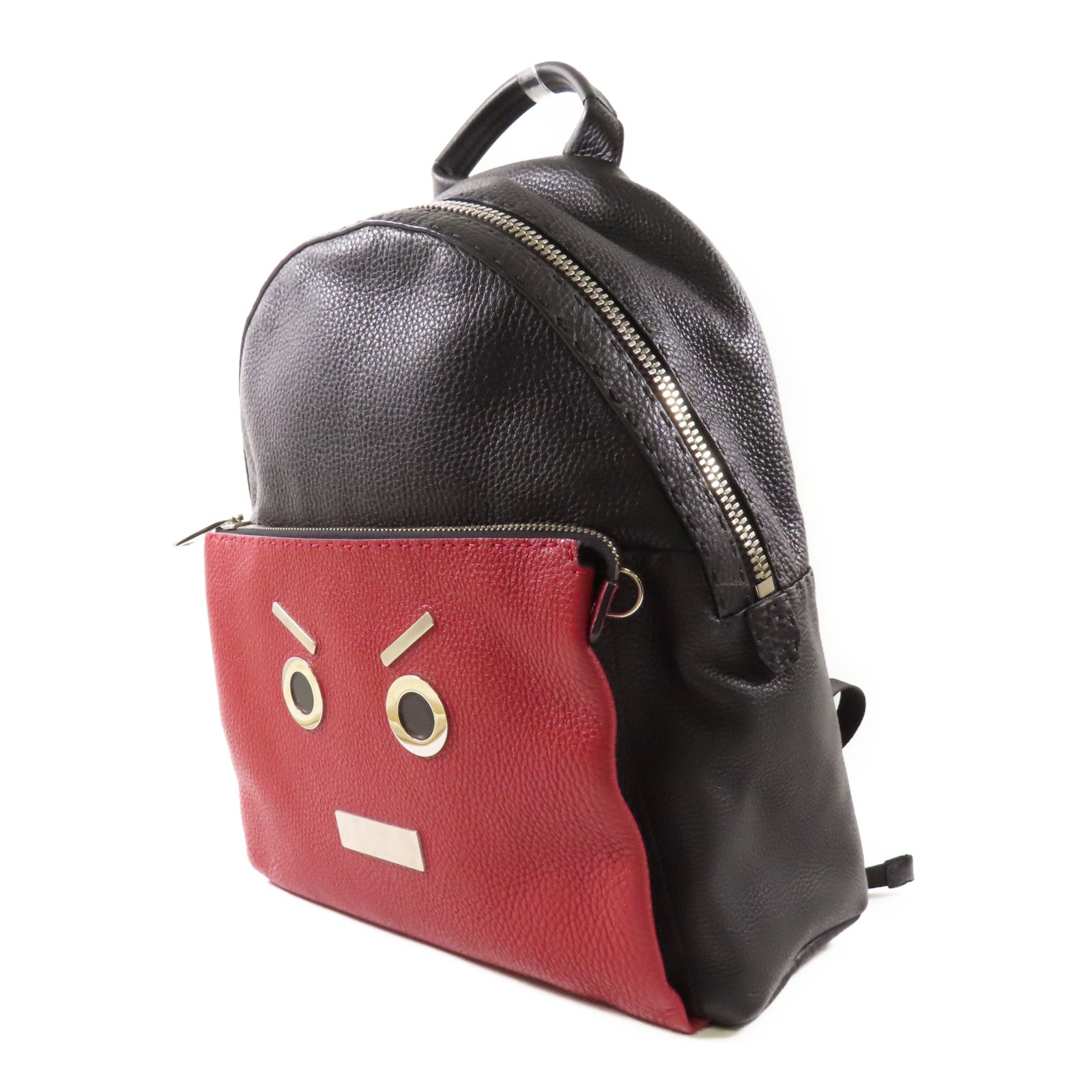 FENDI【激減優惠】 牛皮皮革Faces Selleria Backpack銀扣背包