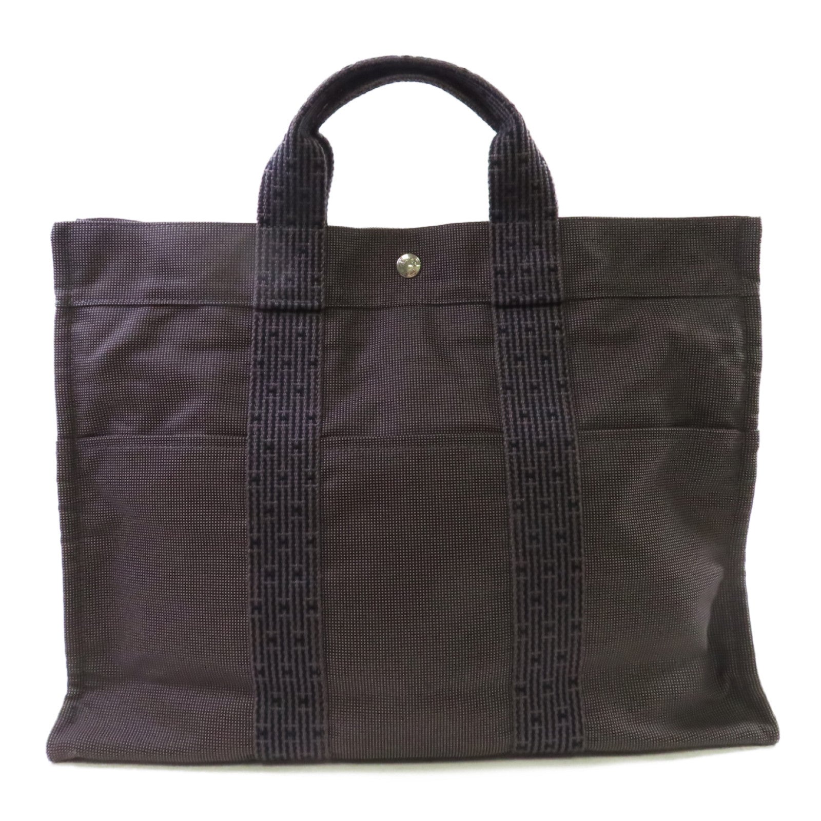 HERMES 帆布Fourre Tout Cabas MM Tote Bag銀扣手挽袋炭灰色