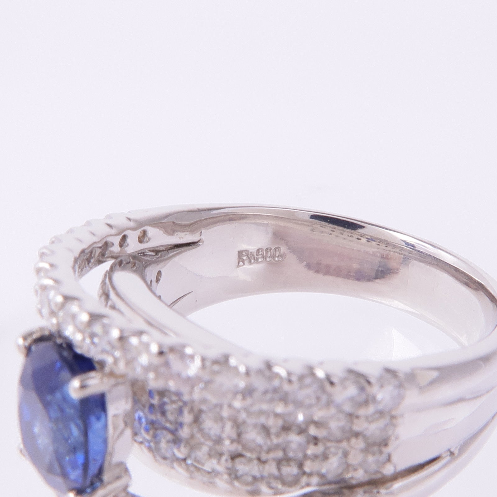 JEWELRY PT900鉑金Sapphire Diamond Ring藍寶石/鑽石戒指US#6.5