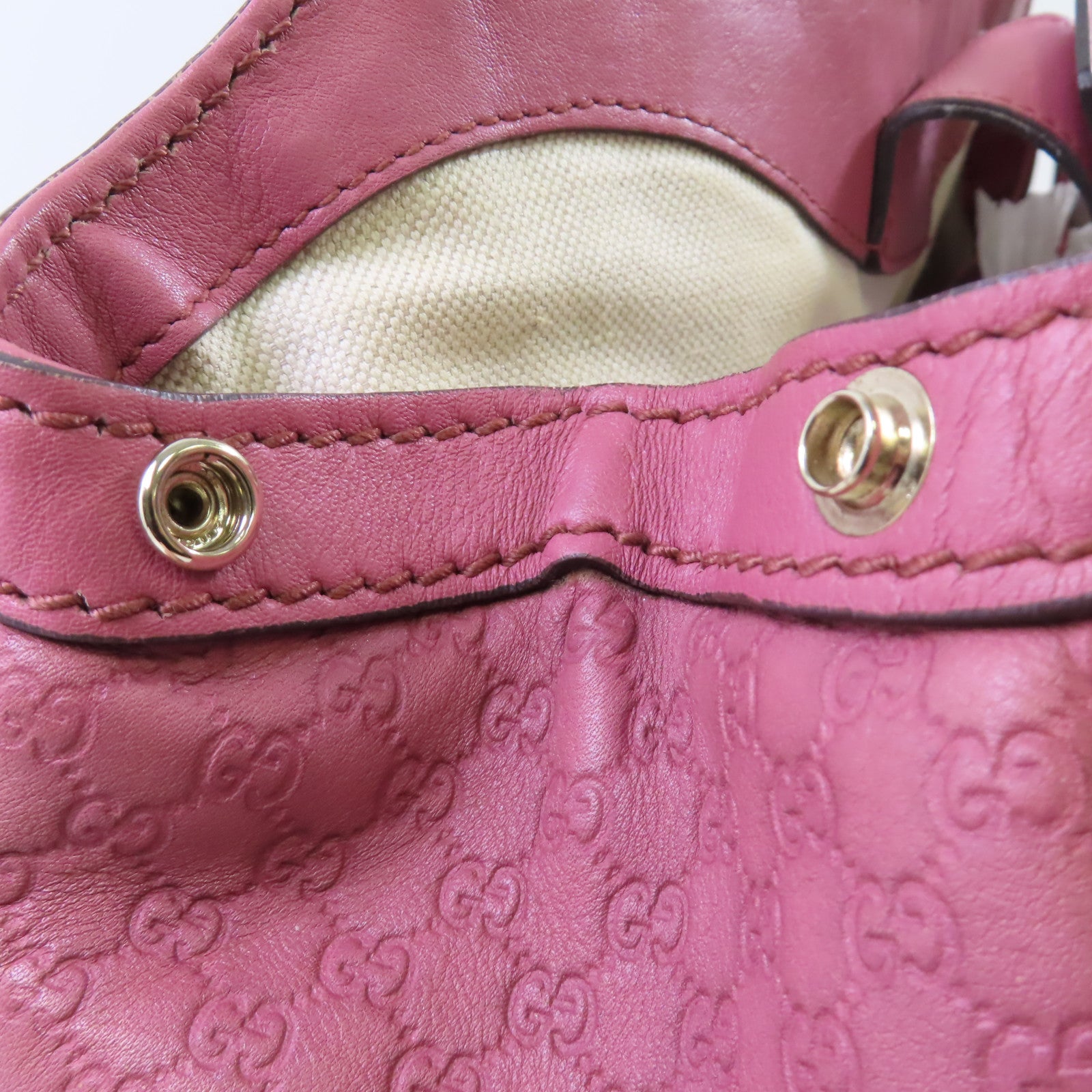 GUCCI 牛皮皮革Sukey Tote Bag金扣肩背袋深粉紅色