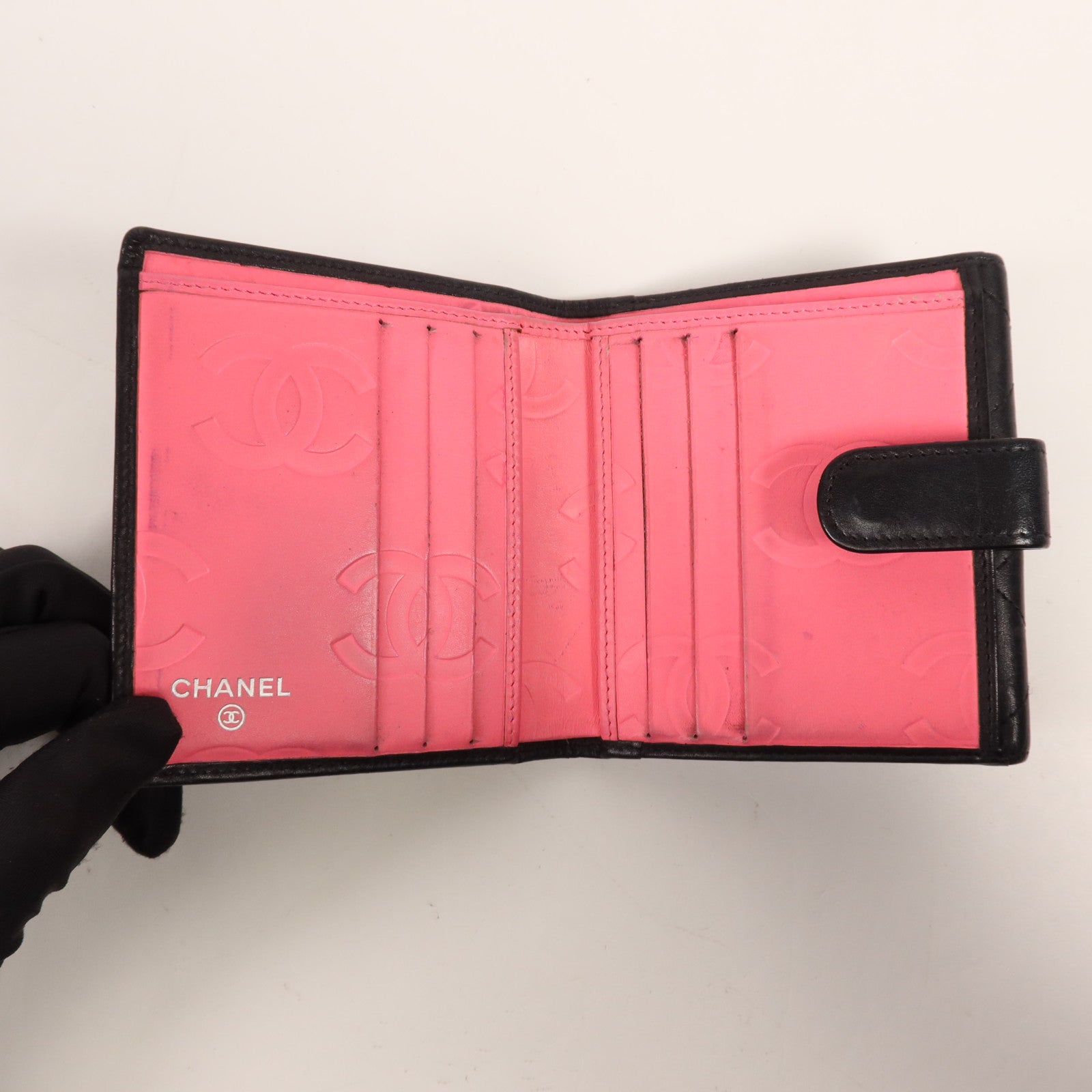 CHANEL 牛皮皮革Cambon Wallet銀扣錢包