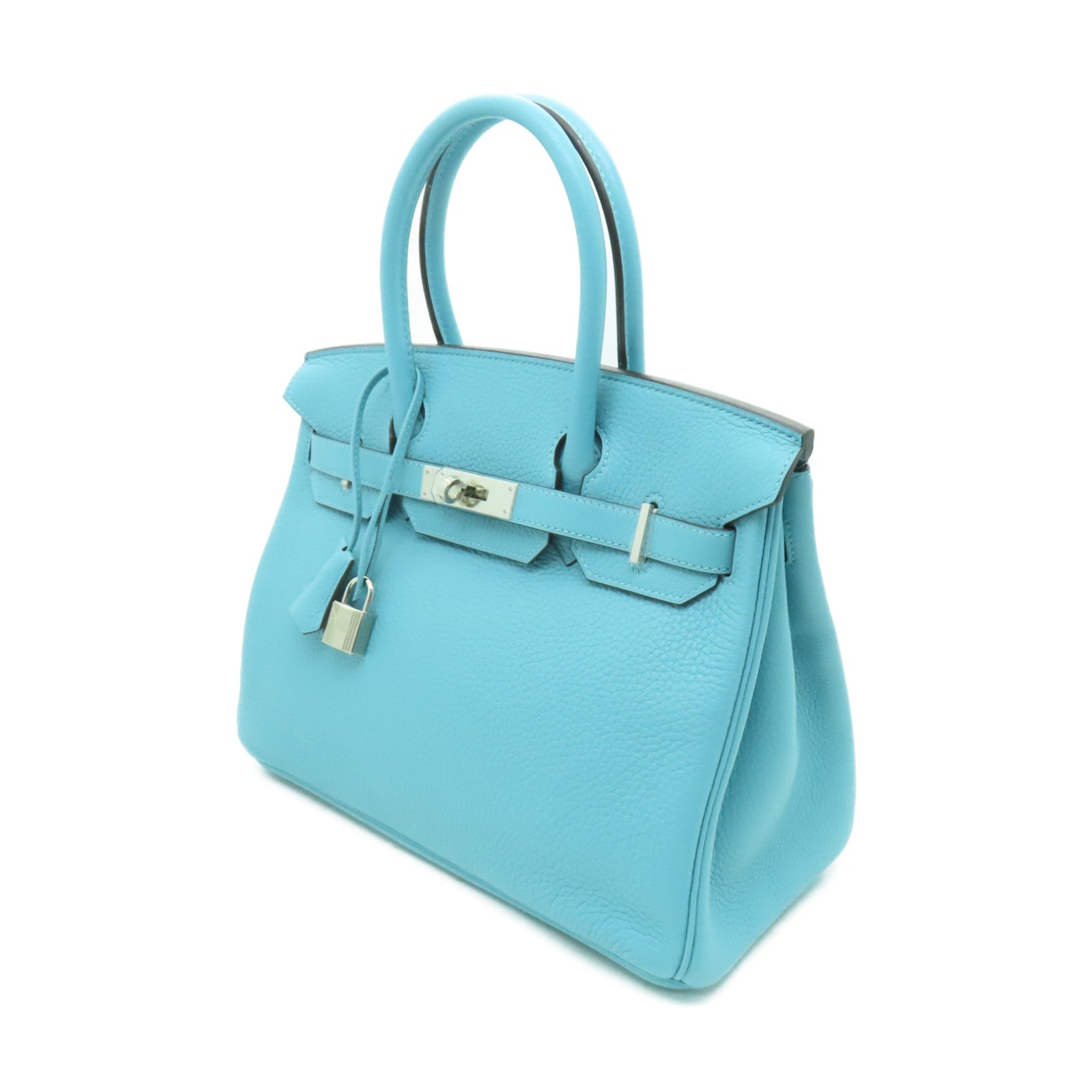 HERMES 【清倉大減價】Togo皮革Birkin 30銀扣手挽袋Bleu Saint Cyr淺藍色