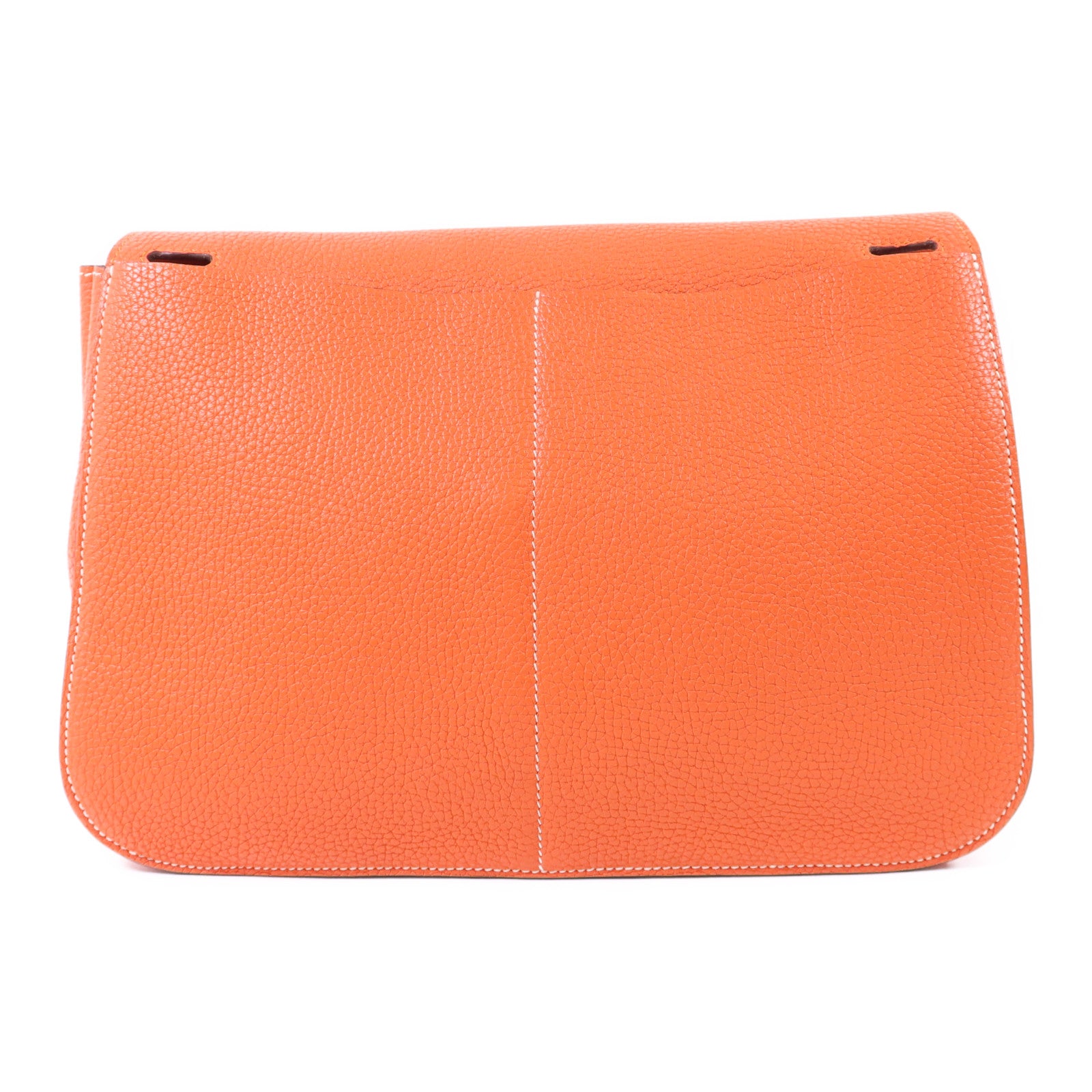HERMES Clemence皮革Halzan 31銀扣手挽肩背兩用袋Orange Poppy