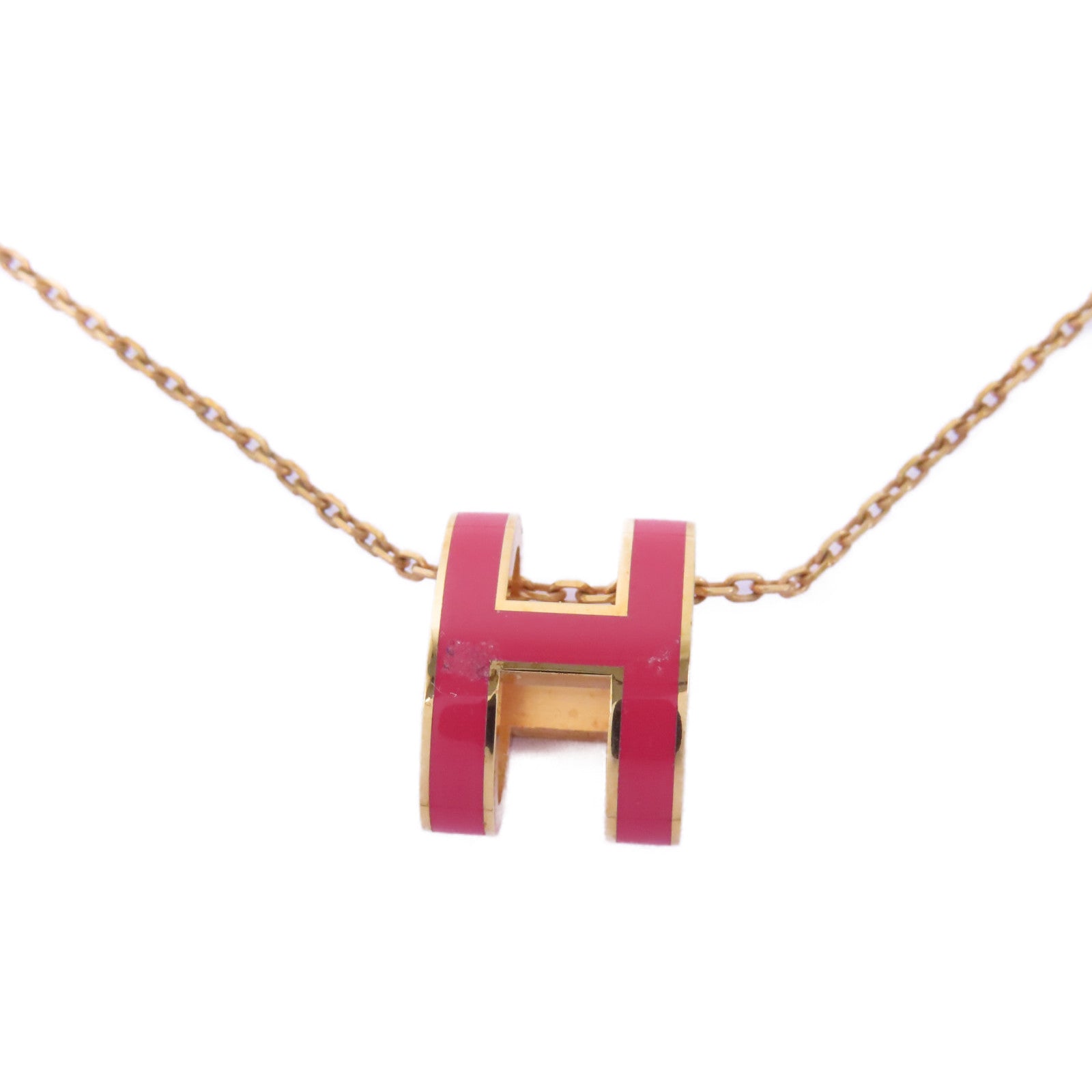 HERMES 金屬Pop H Necklace項鍊粉紅色金色