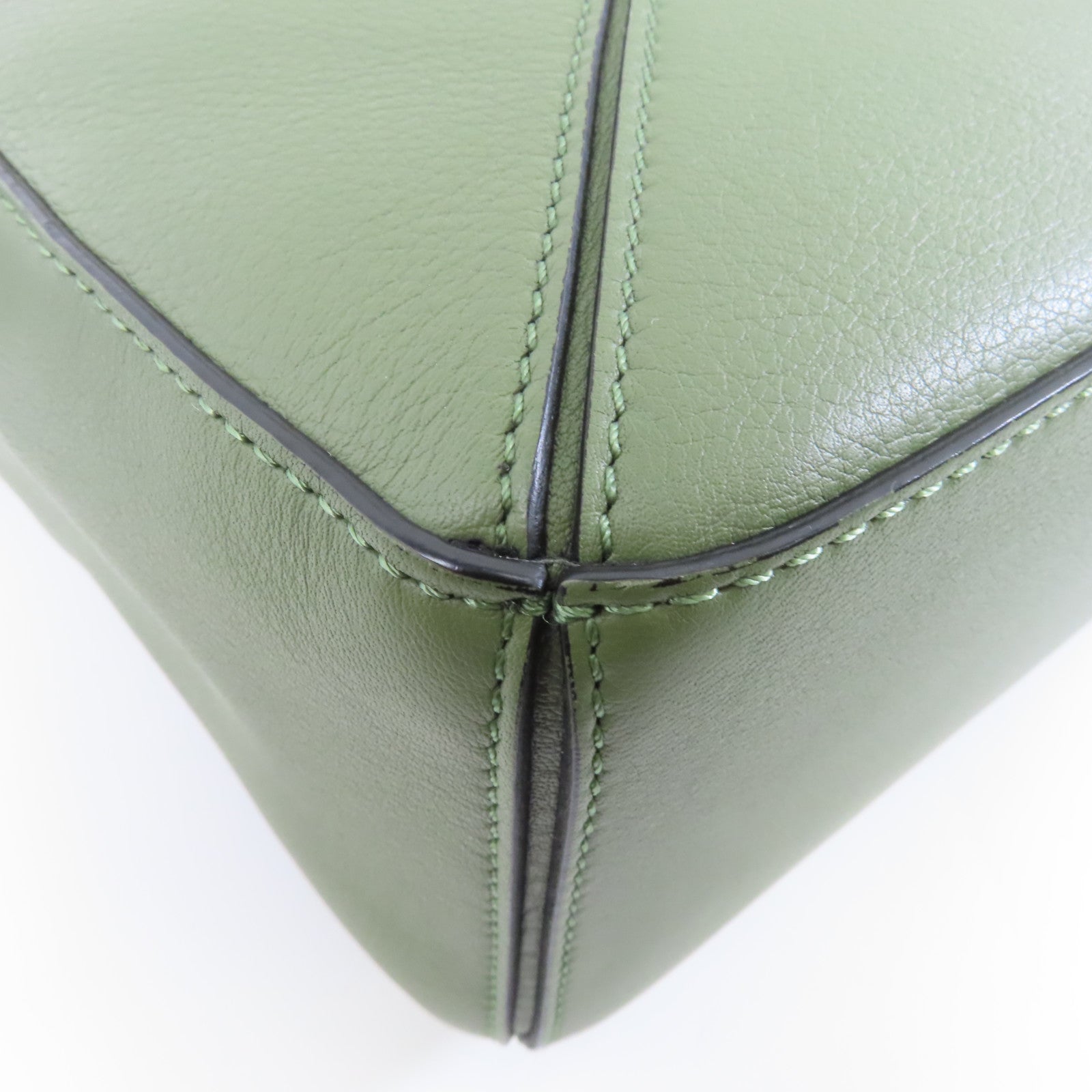 LOEWE 牛皮皮革Puzzle Small金扣手挽肩背兩用袋綠色