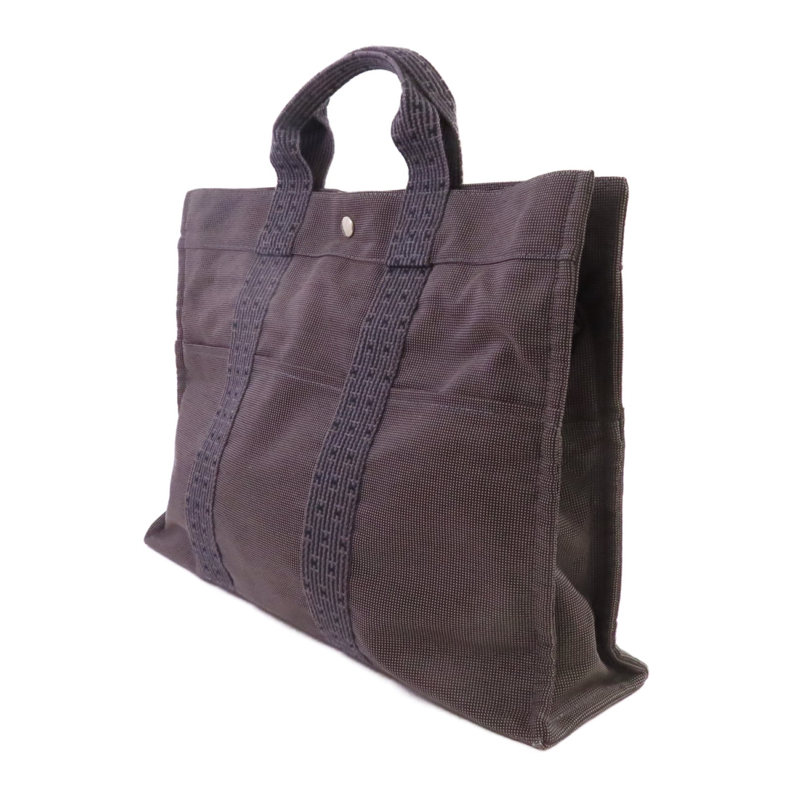 HERMES 帆布Fourre Tout Cabas MM Tote Bag銀扣手挽袋炭灰色