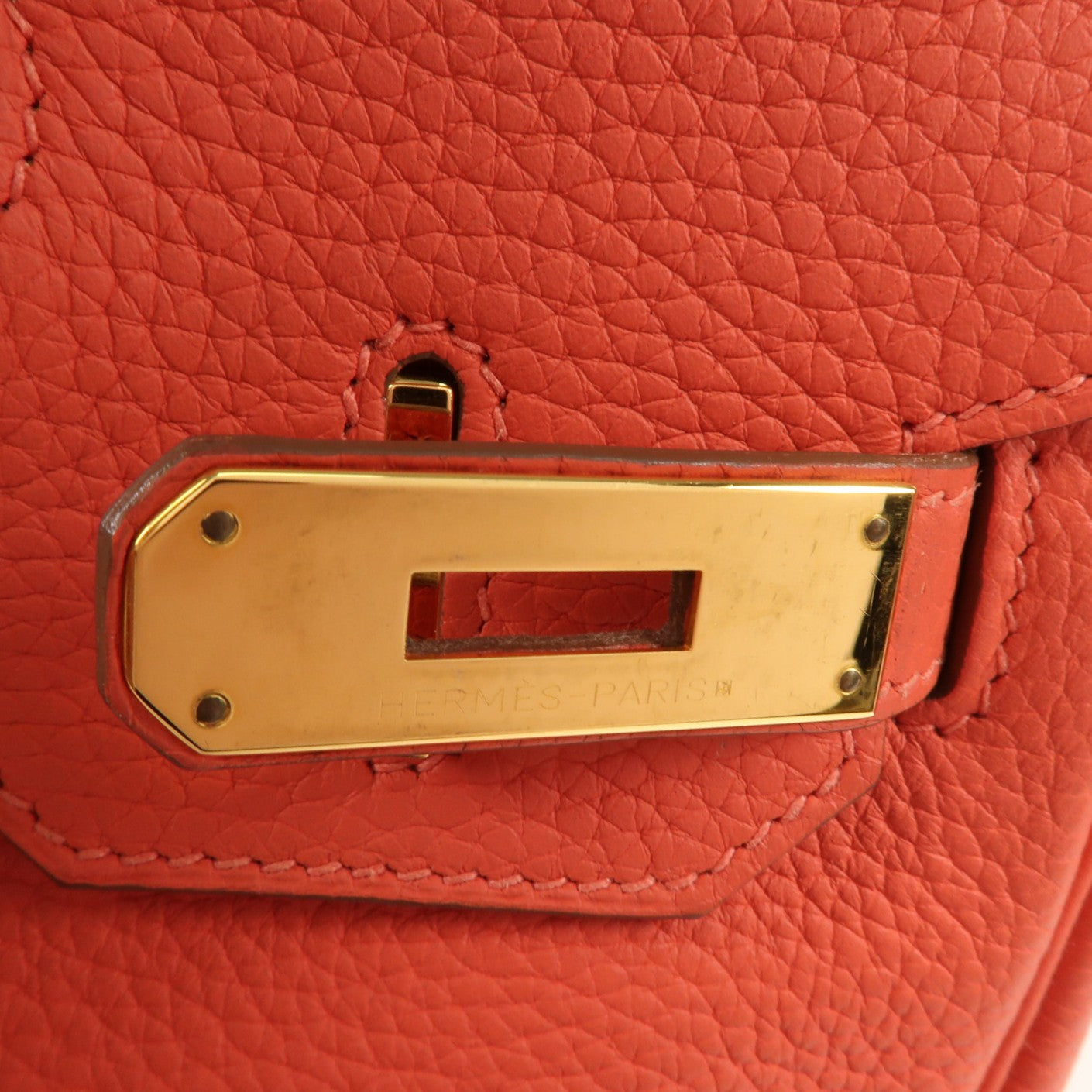 HERMES Clemence皮革Birkin 30金扣手挽袋Rouge Pivoine