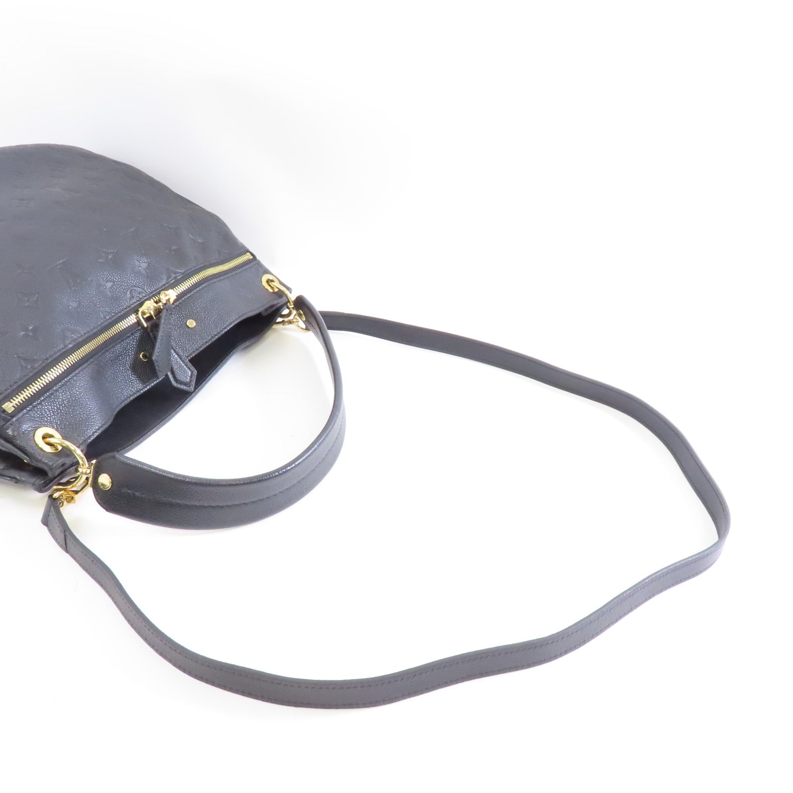 LOUIS VUITTON Monogram Empreinte Spontini金扣手挽肩背兩用袋黑色