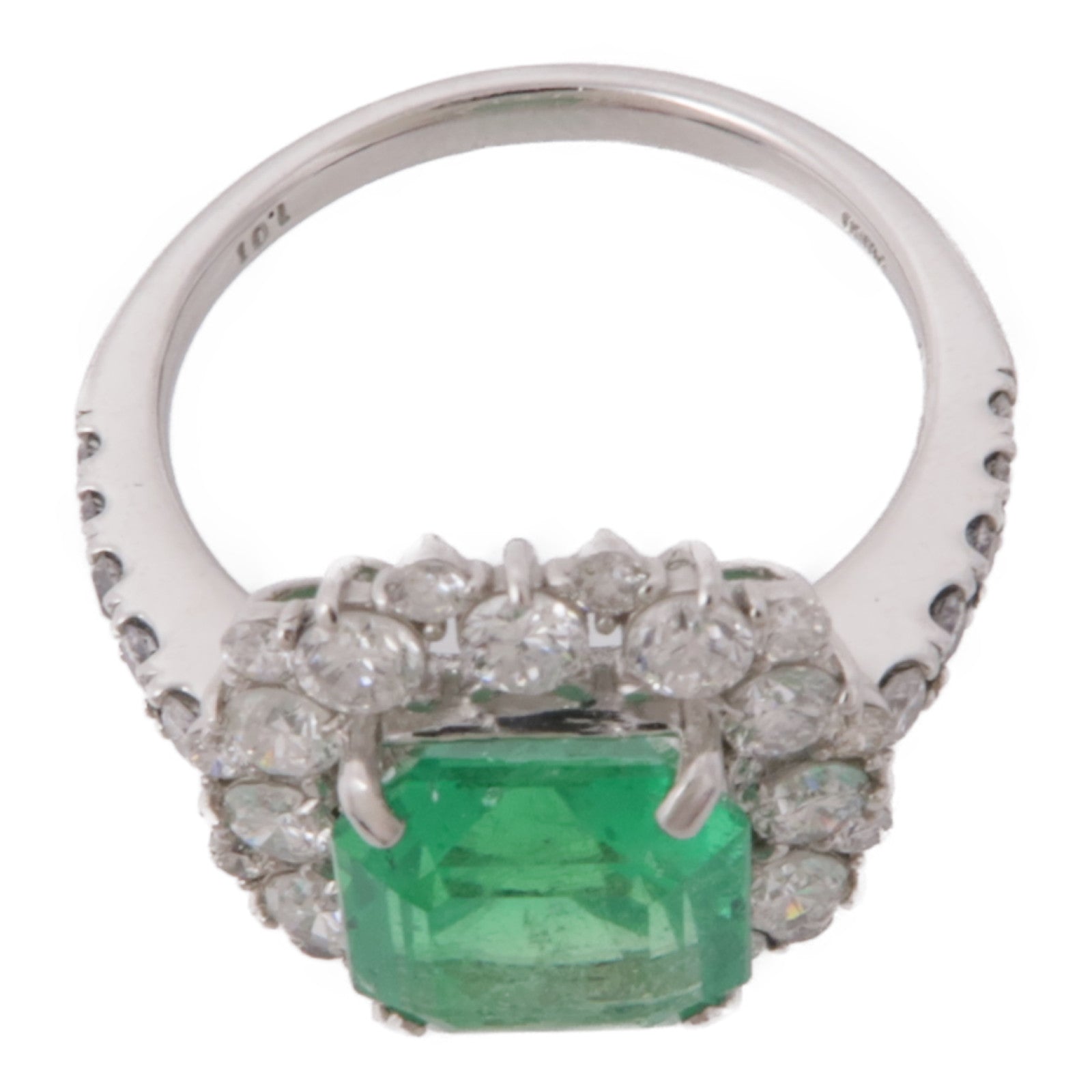JEWELRY 950純銀Emerald/Diamond Ring綠寶石/鑽石戒指US#6