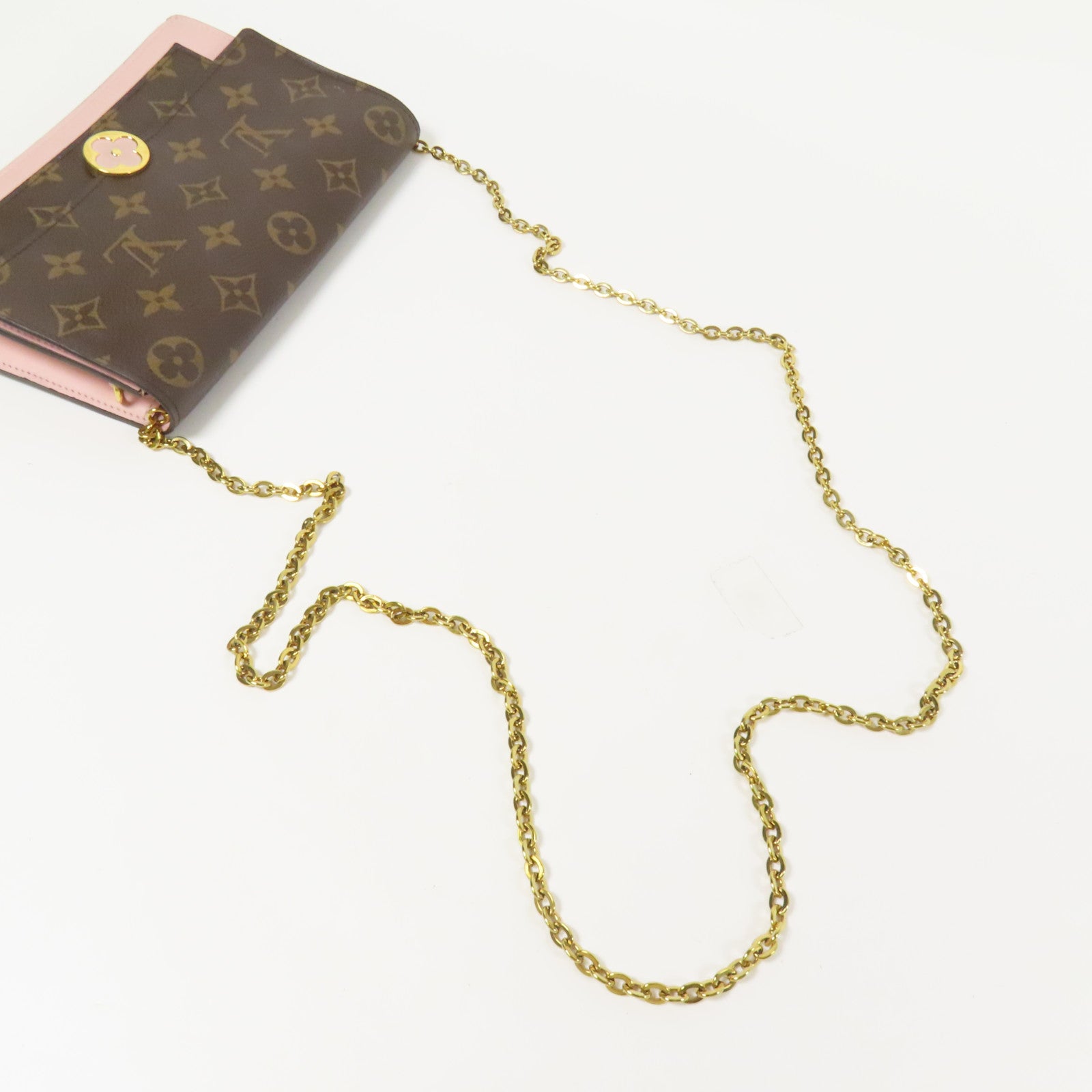 LOUIS VUITTON Monogram Flore Chain Wallet金扣鏈帶肩背袋